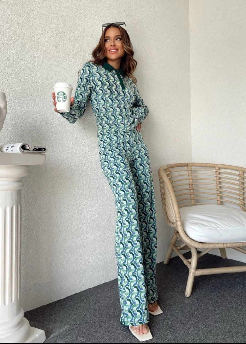 wool Co Ord Sets in Sea green