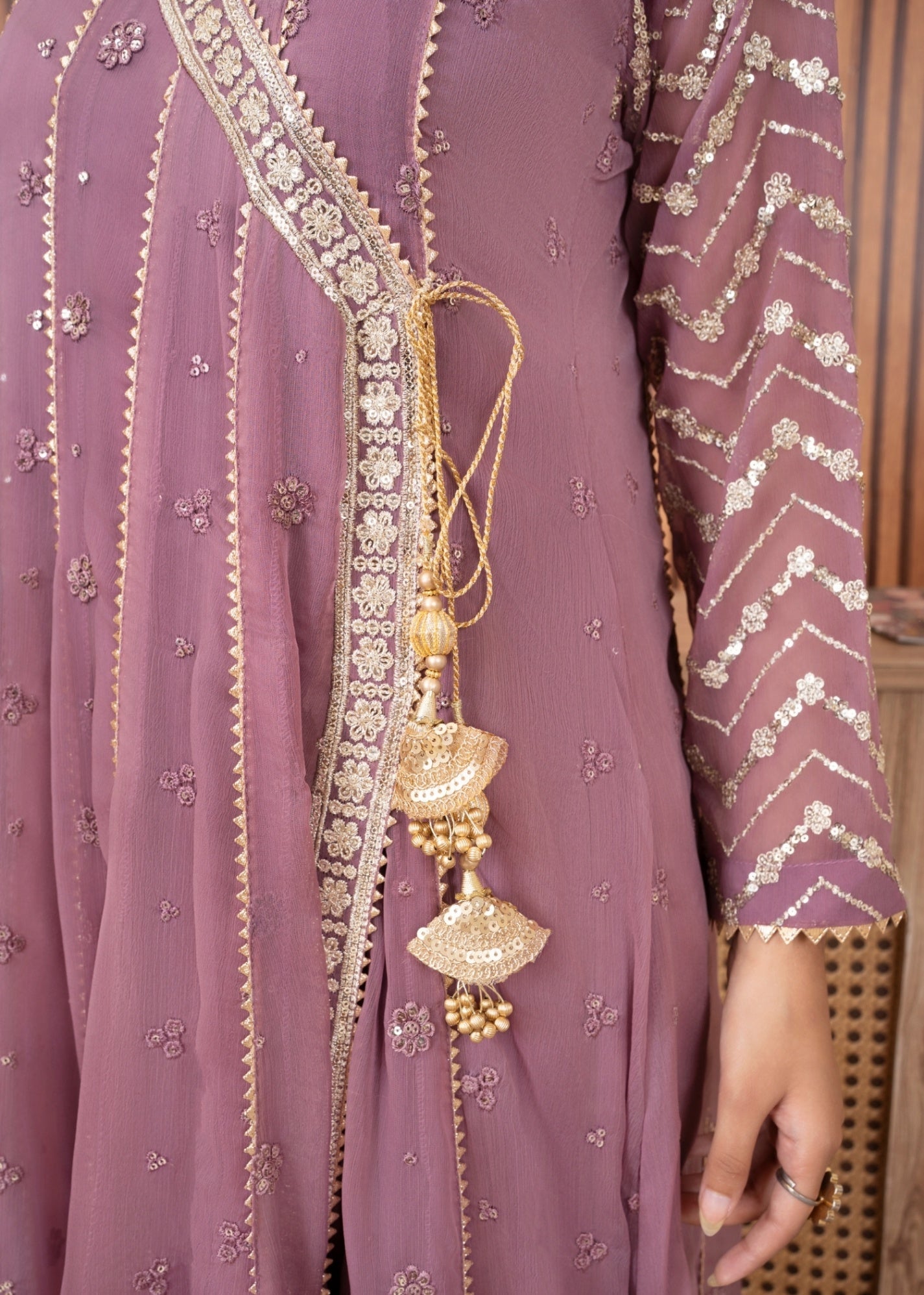 chiffon Angrakha in Lilac