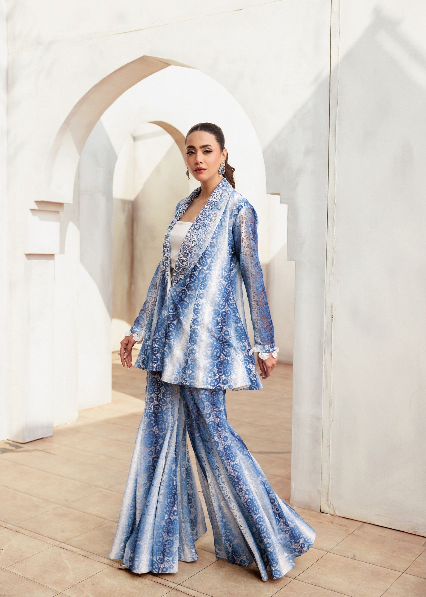 chantelle net Co Ord Sets in Royal blue