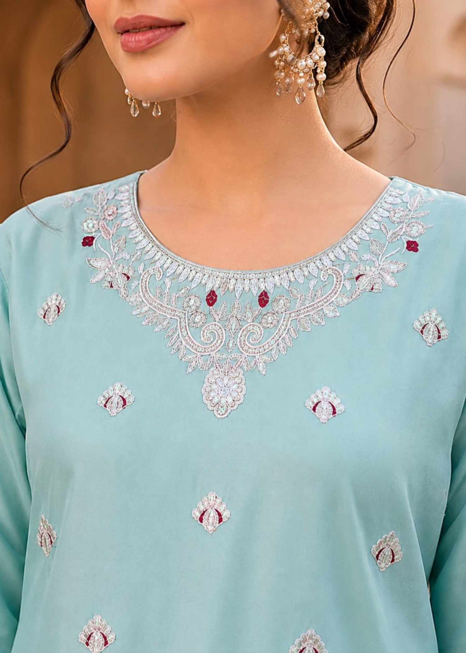 silk Sharara in Ice blue