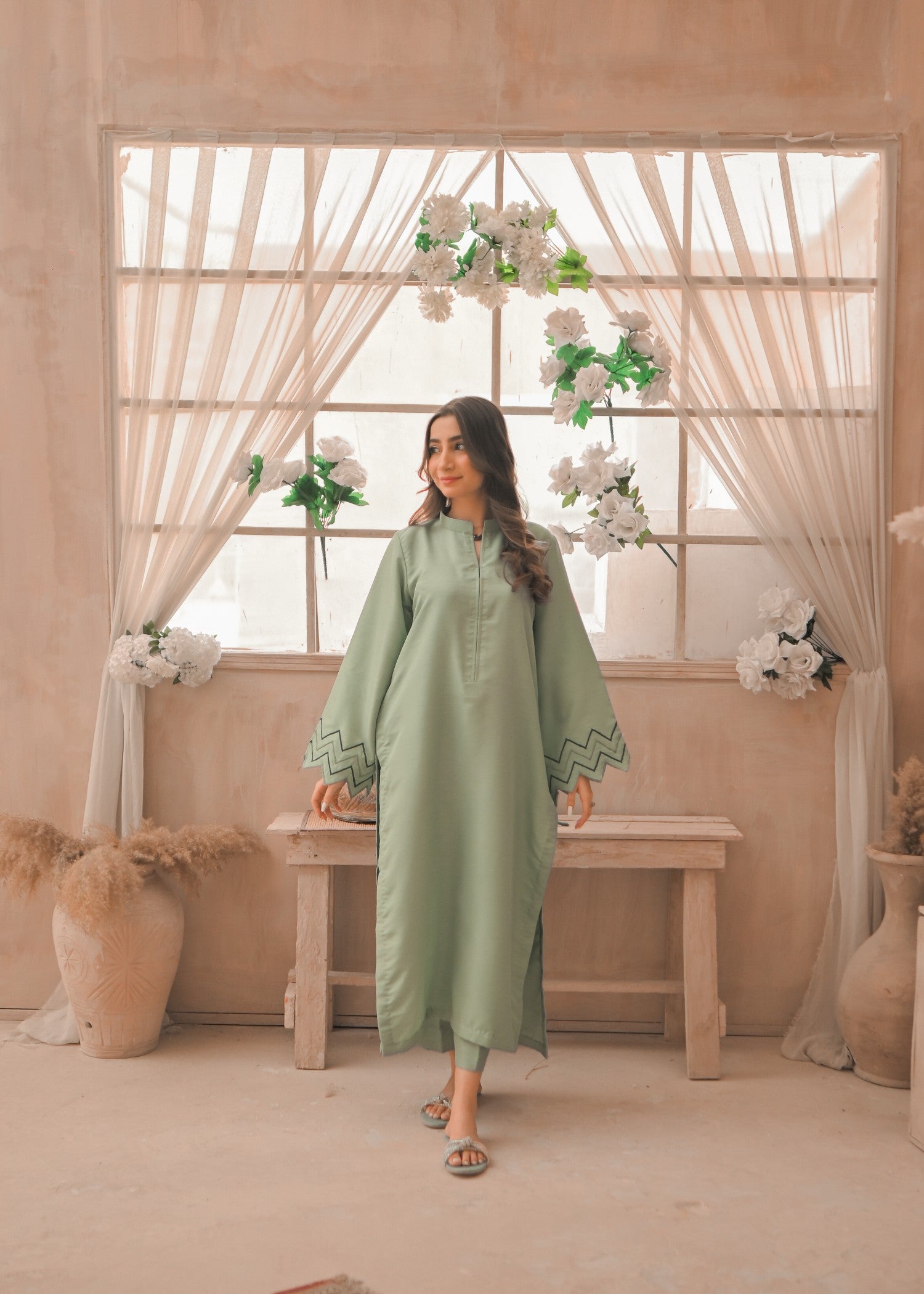 indian raw silk Co Ord Sets in Apple green