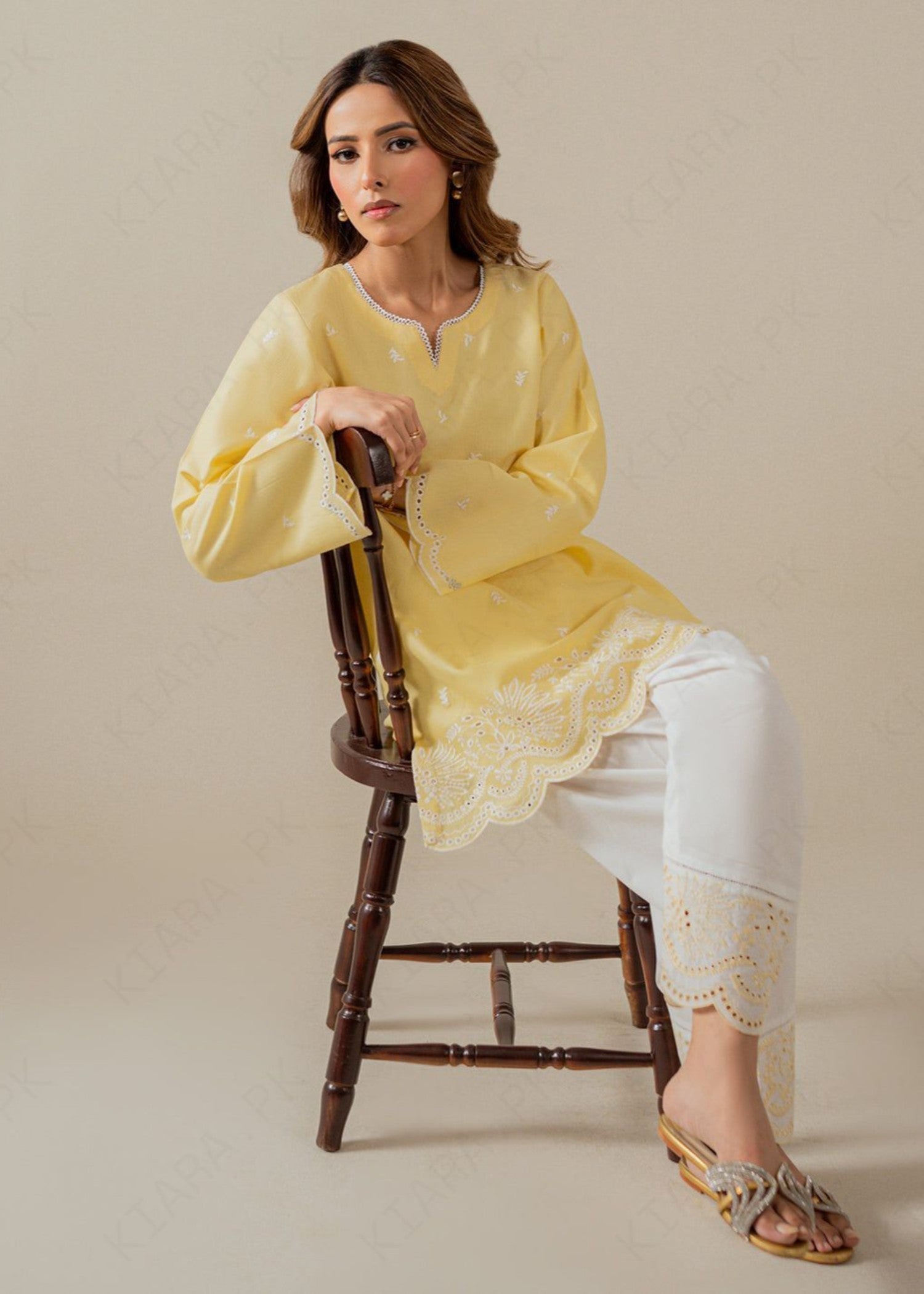 ribbed lawn Co Ord Sets in Yellow