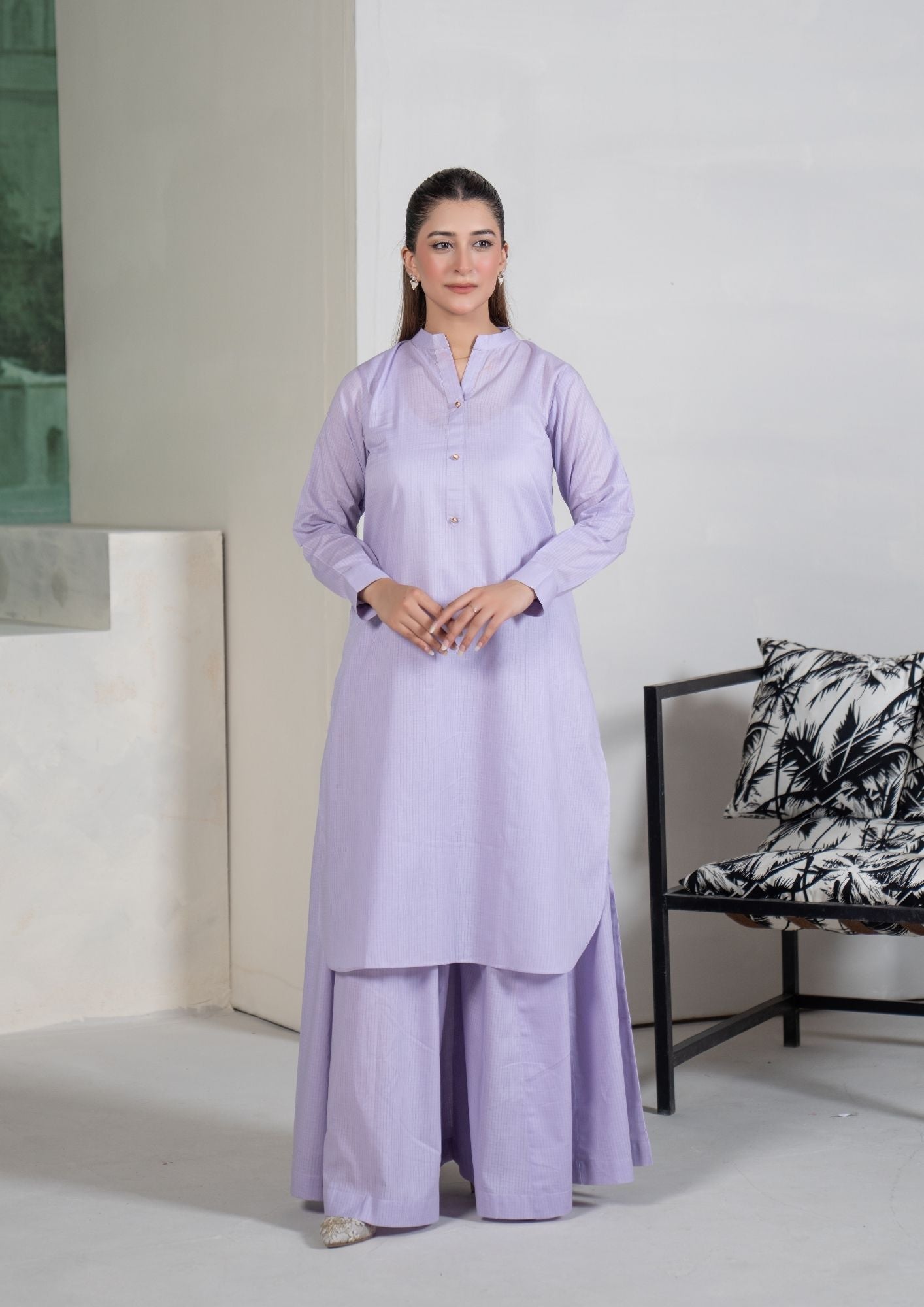 lawn cotton Co Ord Sets in Lilac