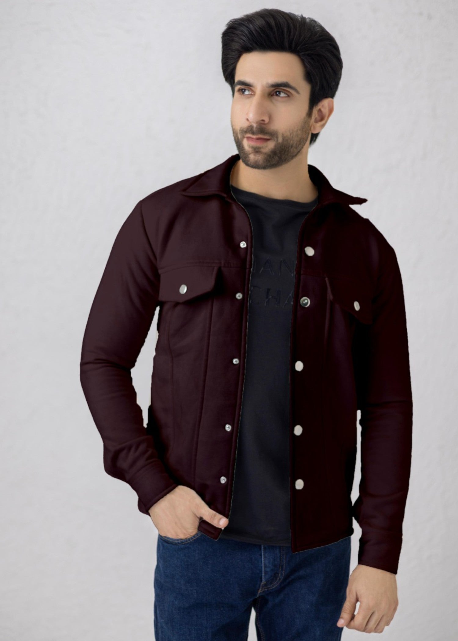fleece Jacket in Maroon