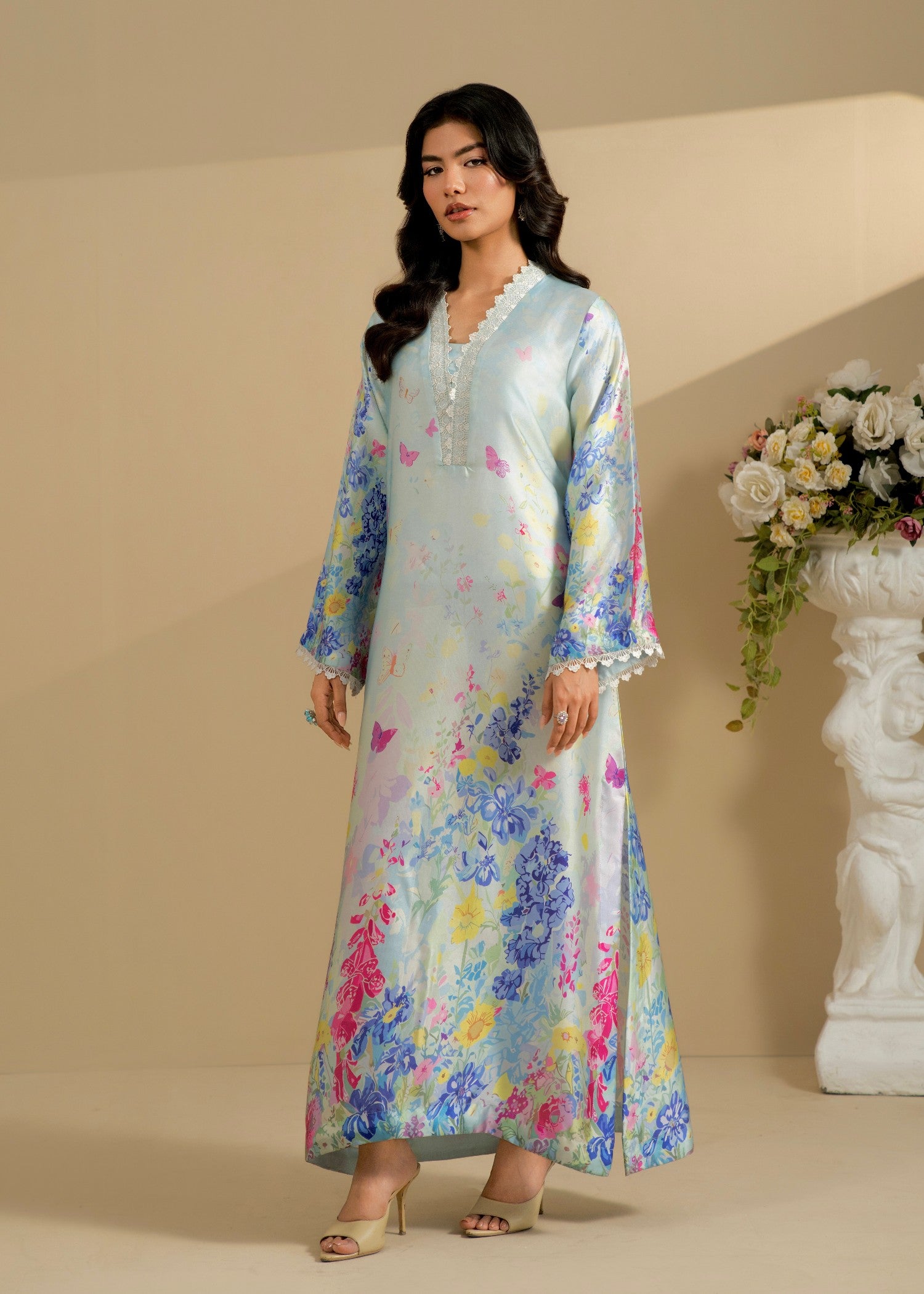 silk Kurta Set in Ice blue