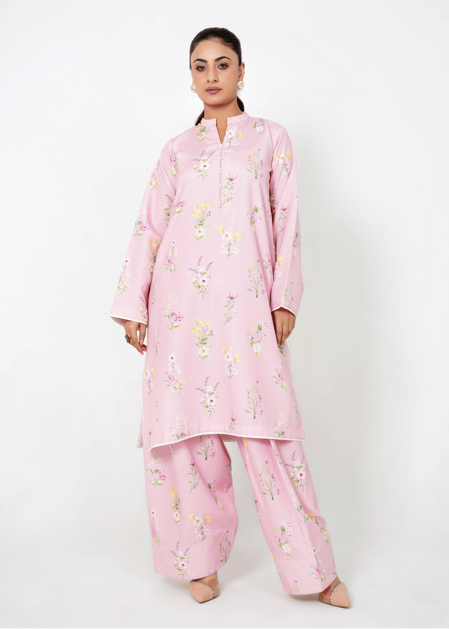 poly lawn Co Ord Sets in Pastel pink