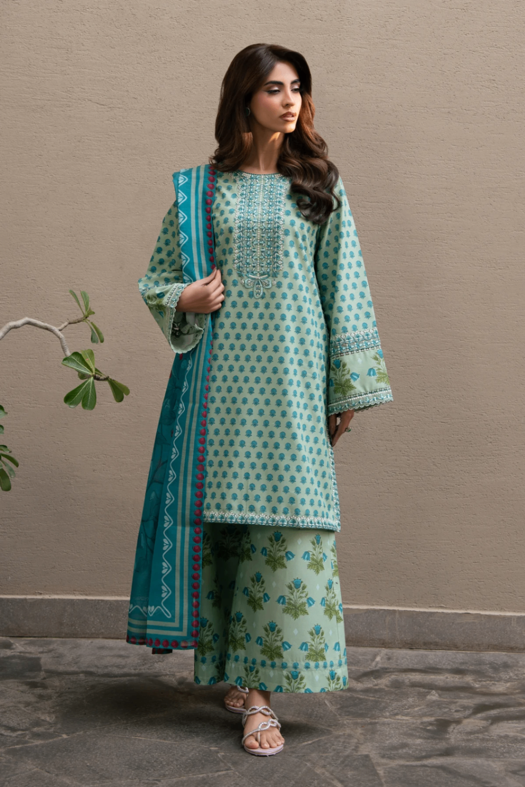 lawn Unstitched in Mint green