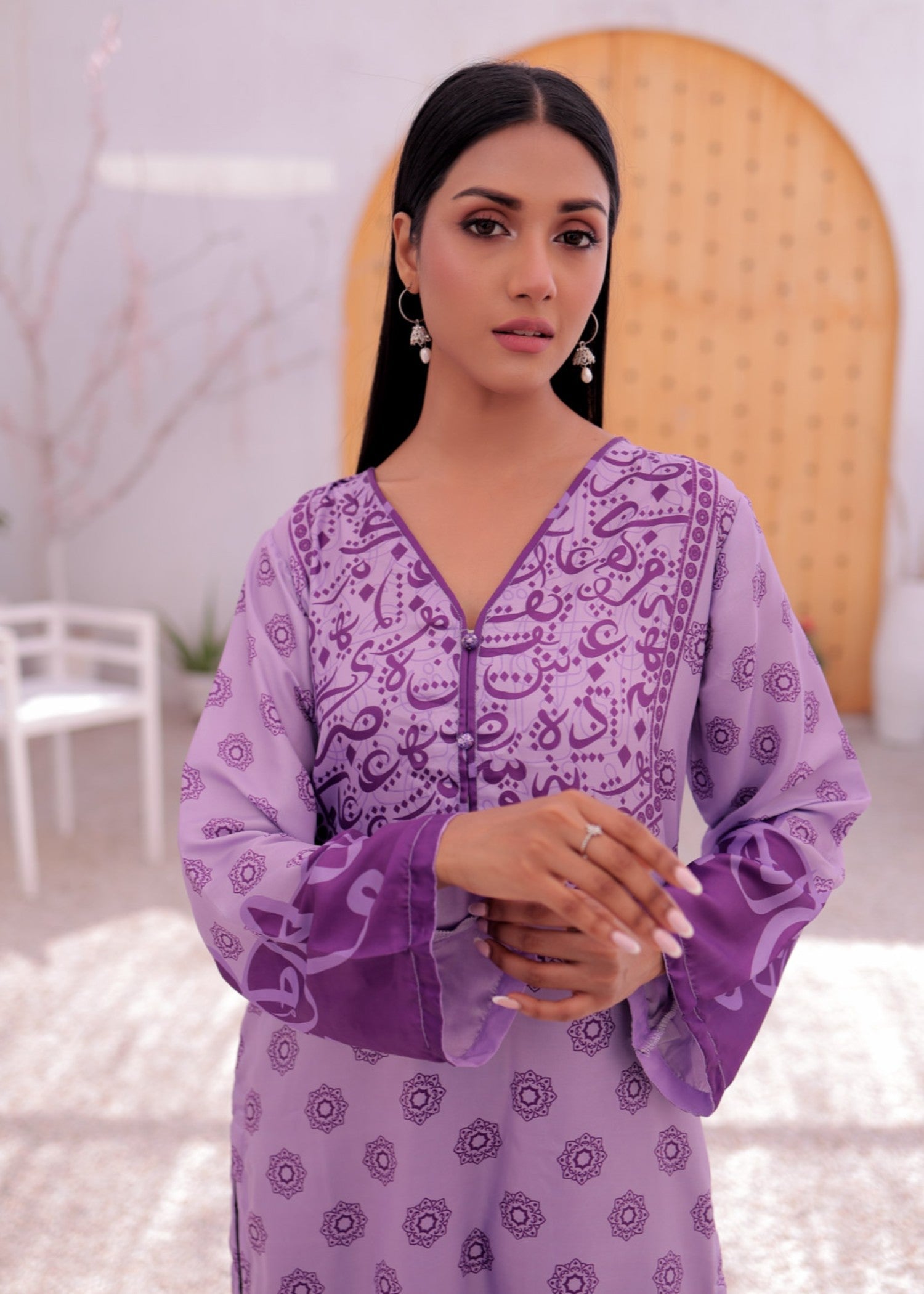 raw silk Kurti in Purple mountain majesty