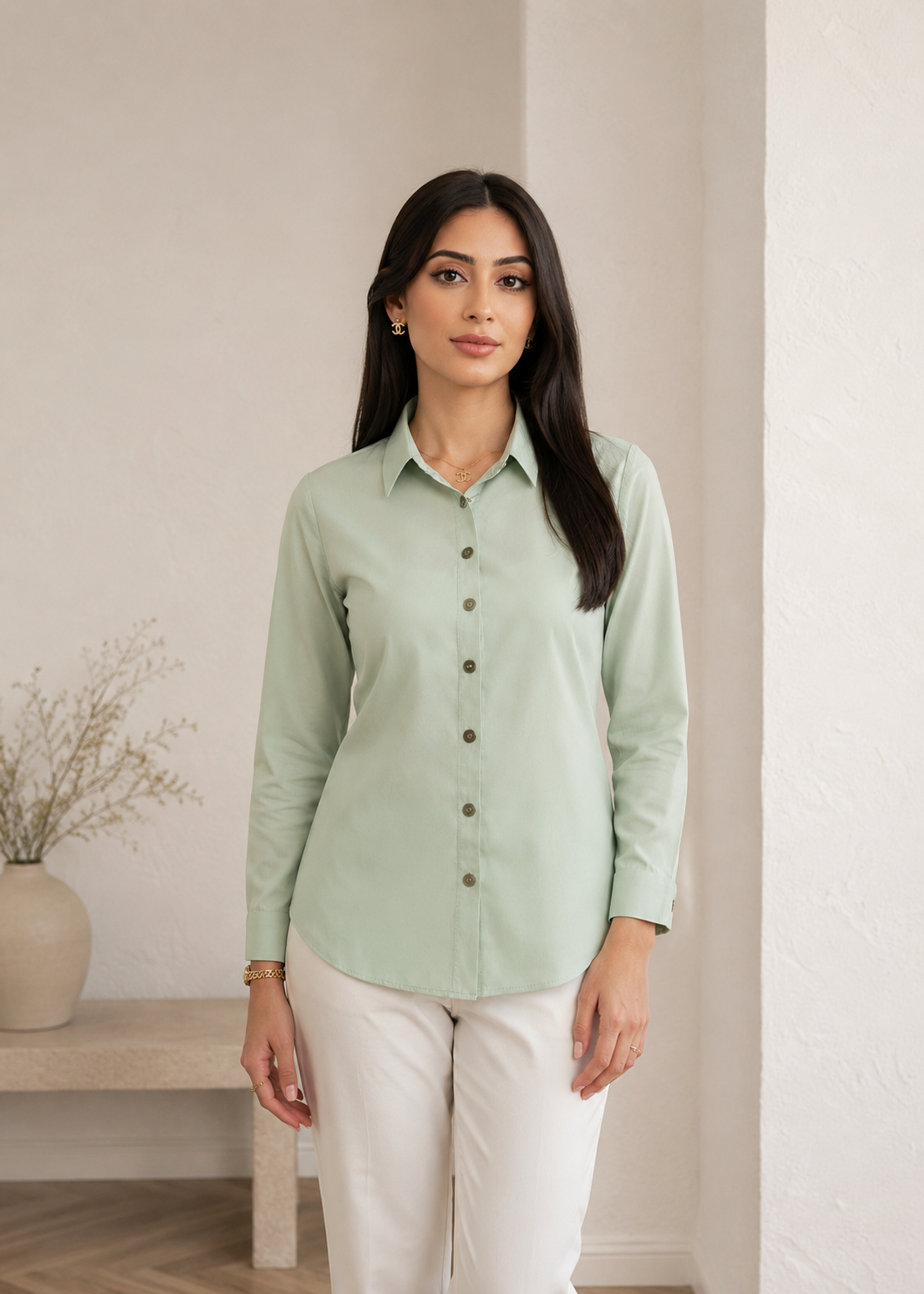 georgette Top in Tea green