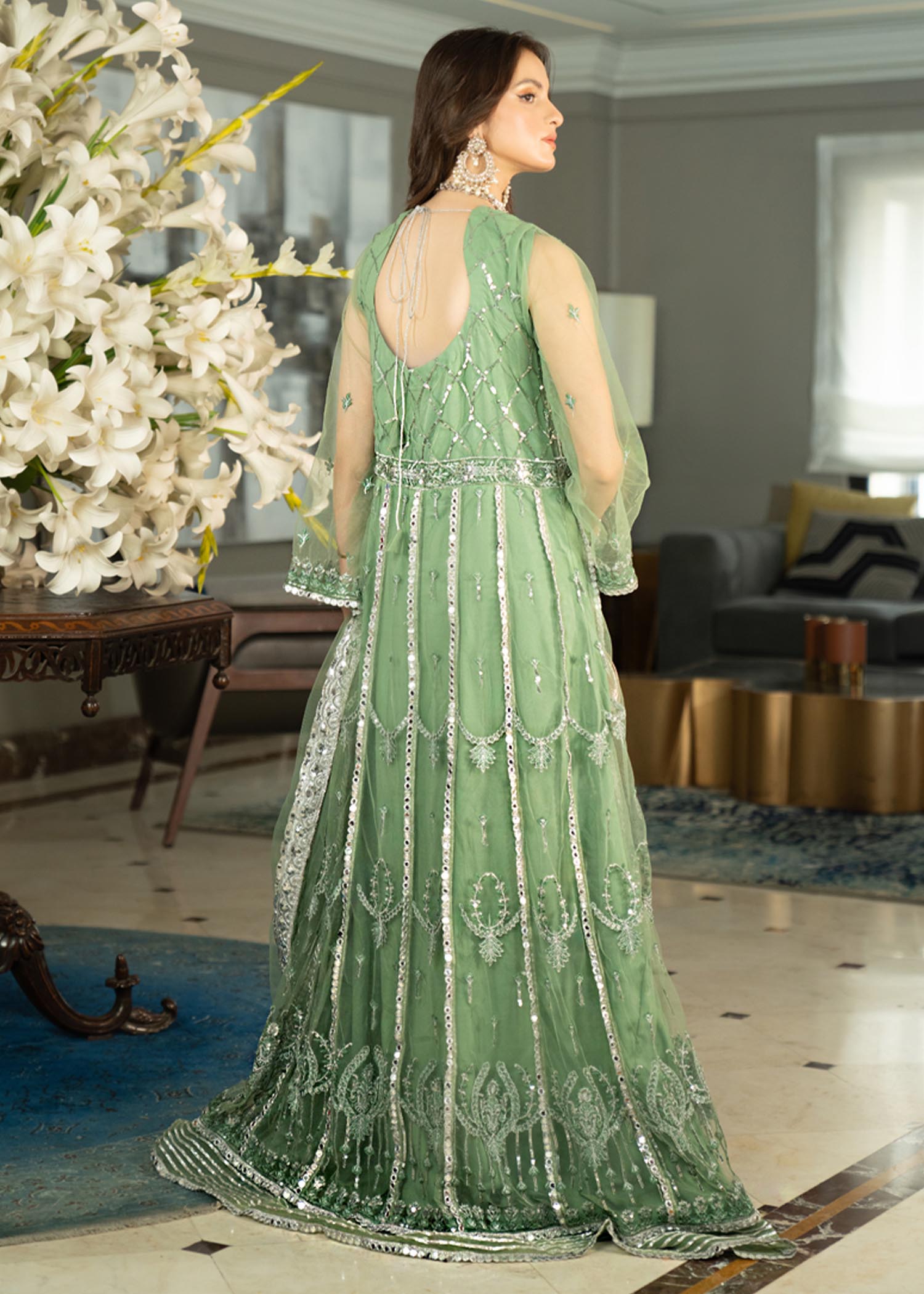 net Unstitched in Pistachio green