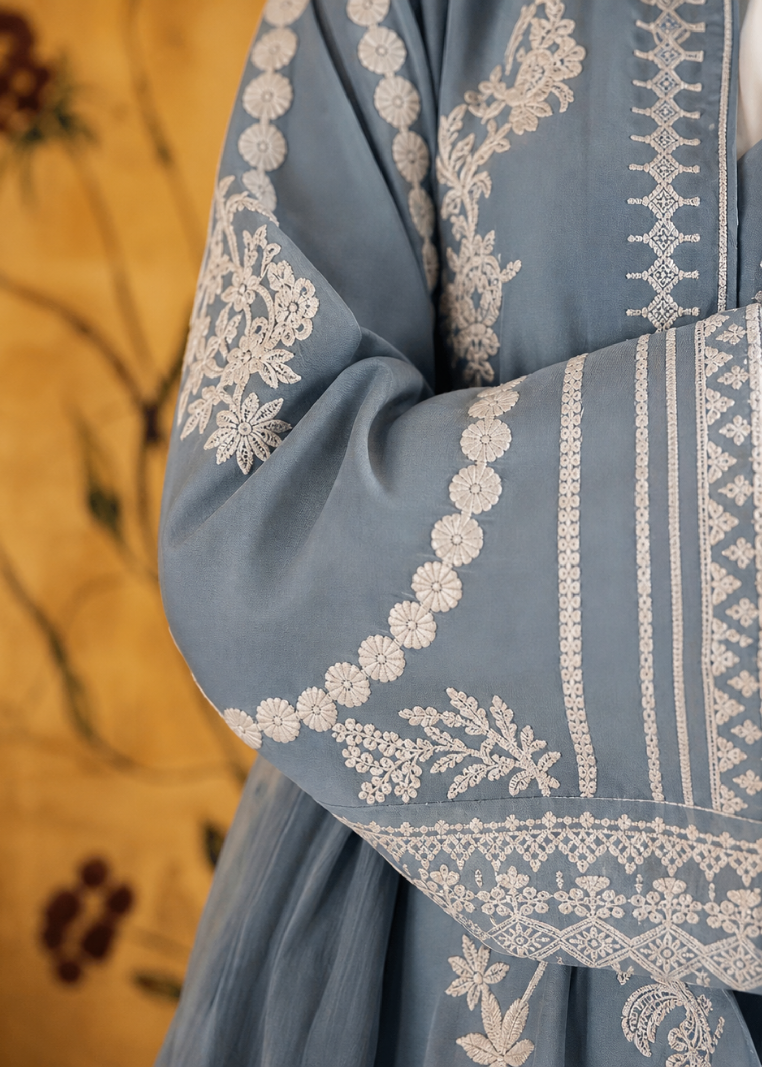 lawn Kurta Set in Slate blue
