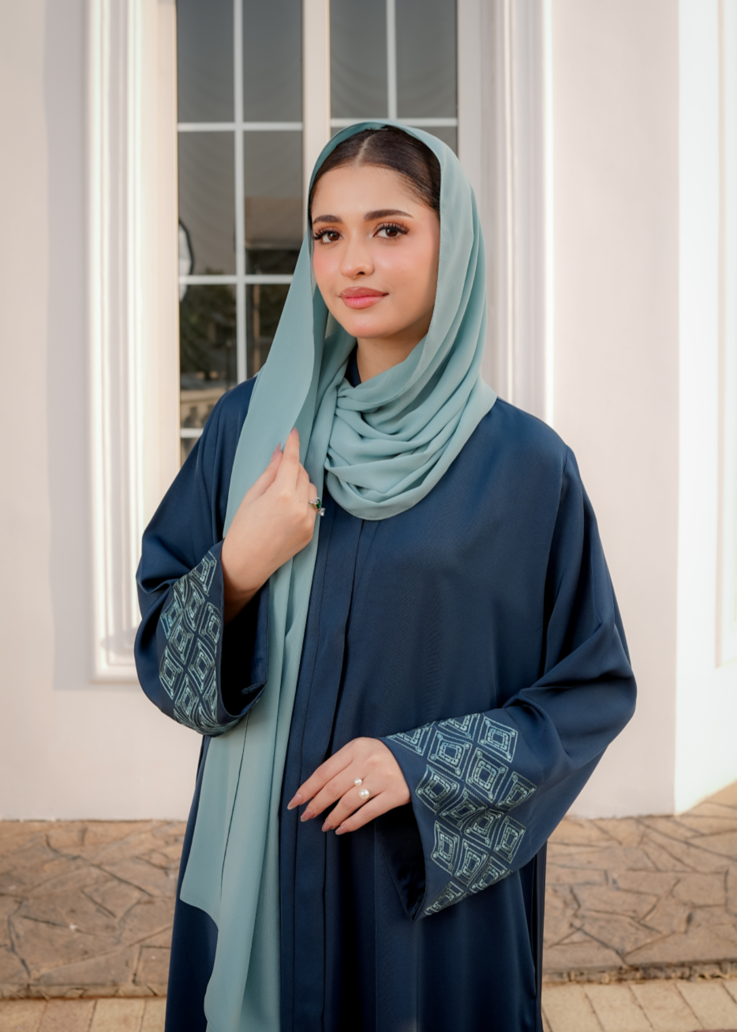 nidha Abaya in Emerald green