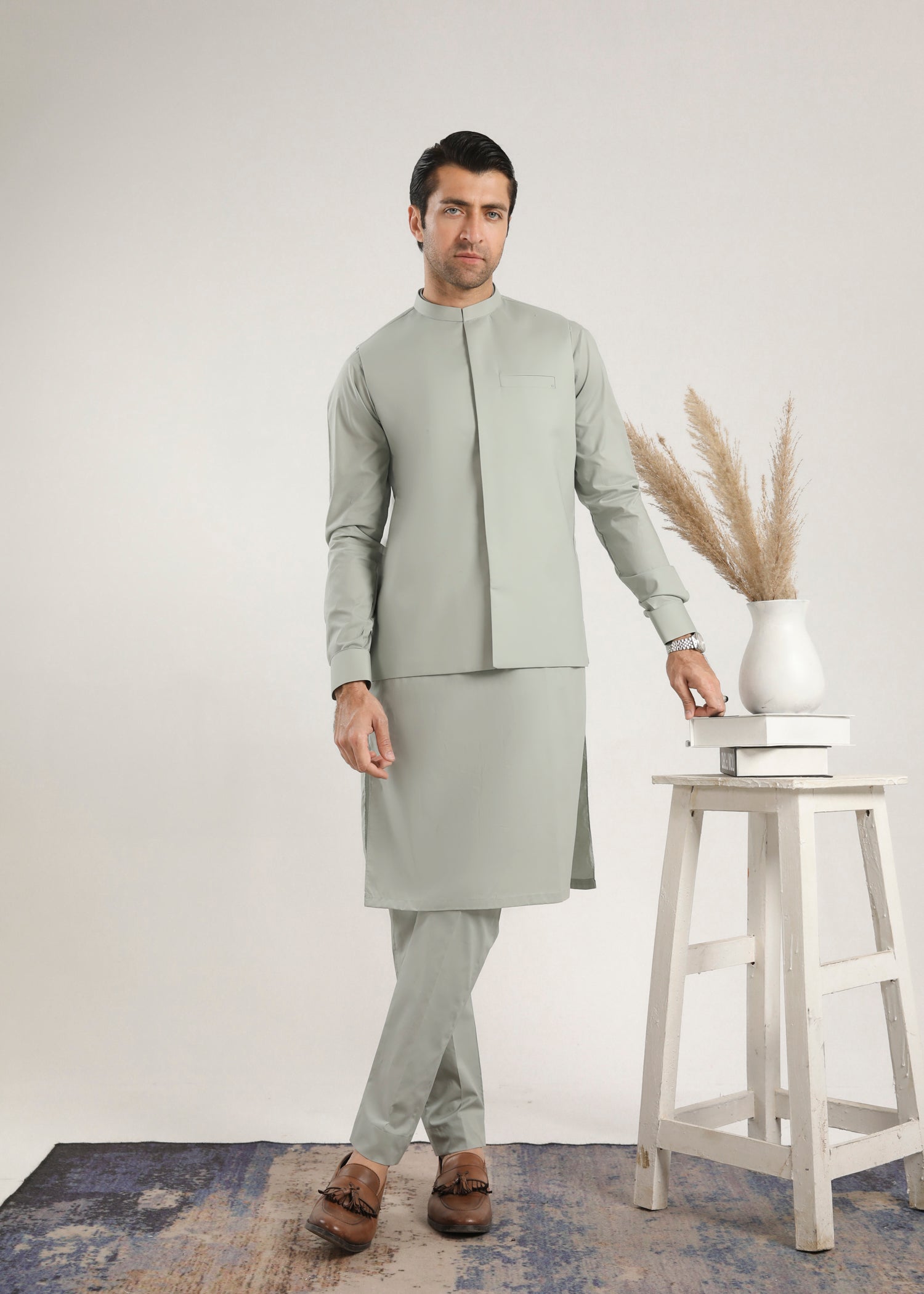 cotton Waistcoat in Mint green