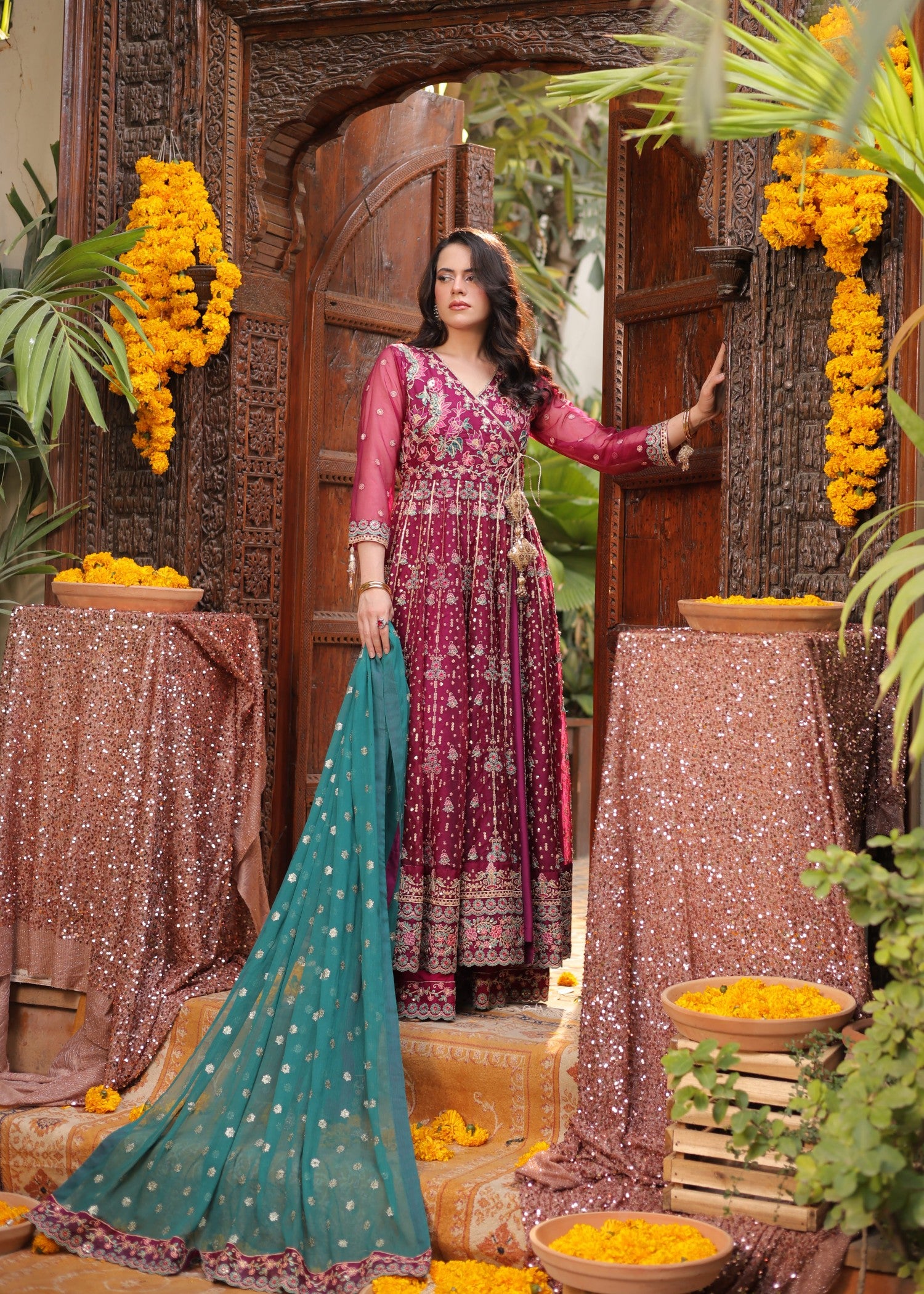 organza Angrakha in Magenta