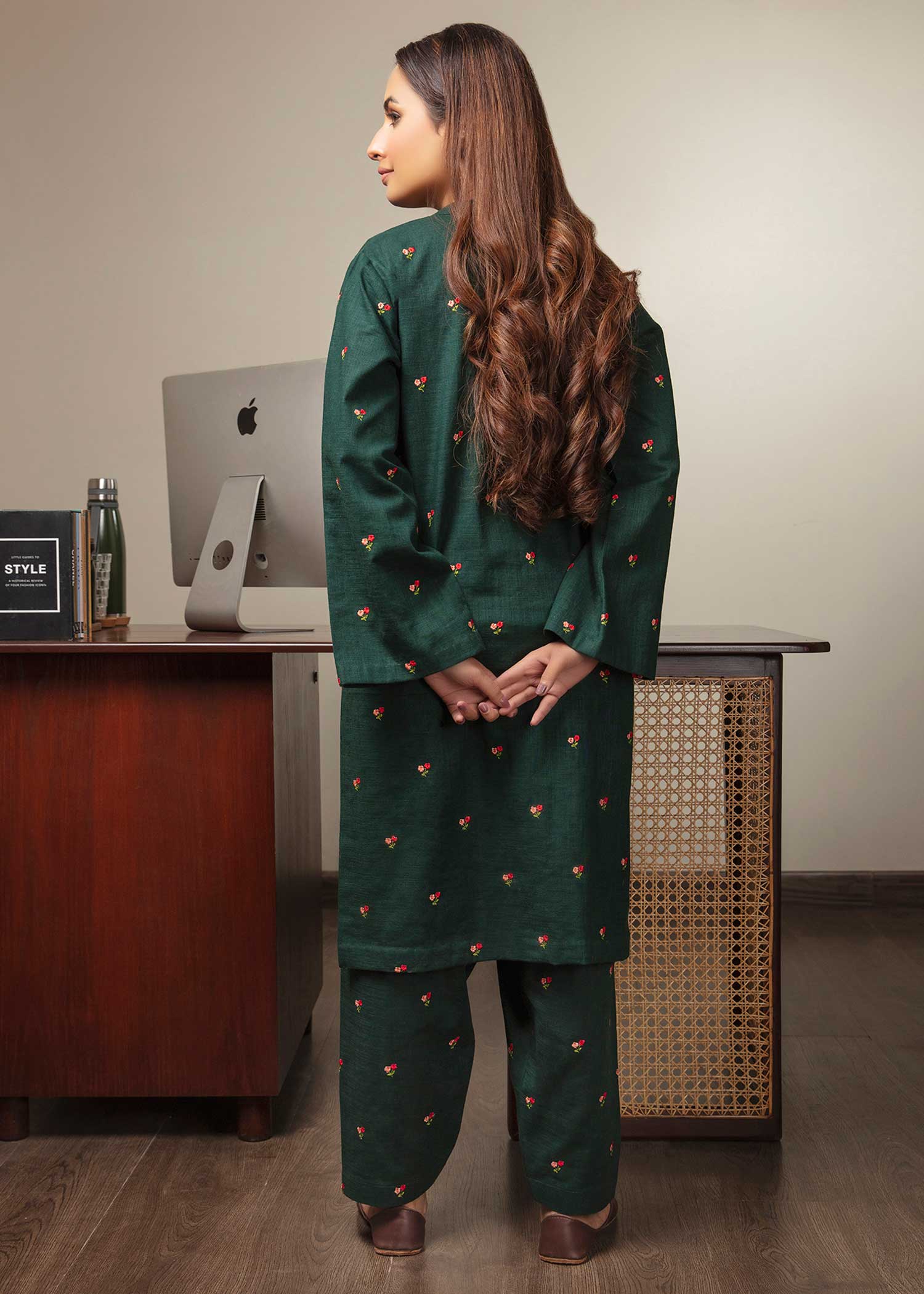 khaddar Co Ord Sets in Dark green