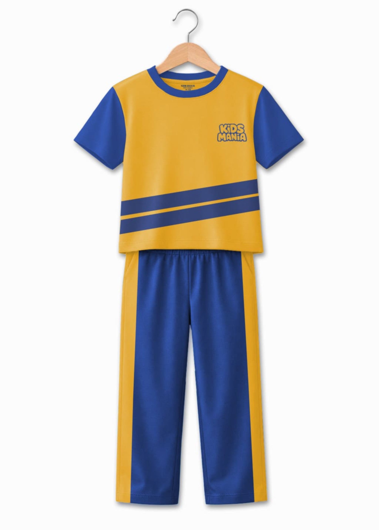 interlock knit Tracksuit in Mustard, royal blue