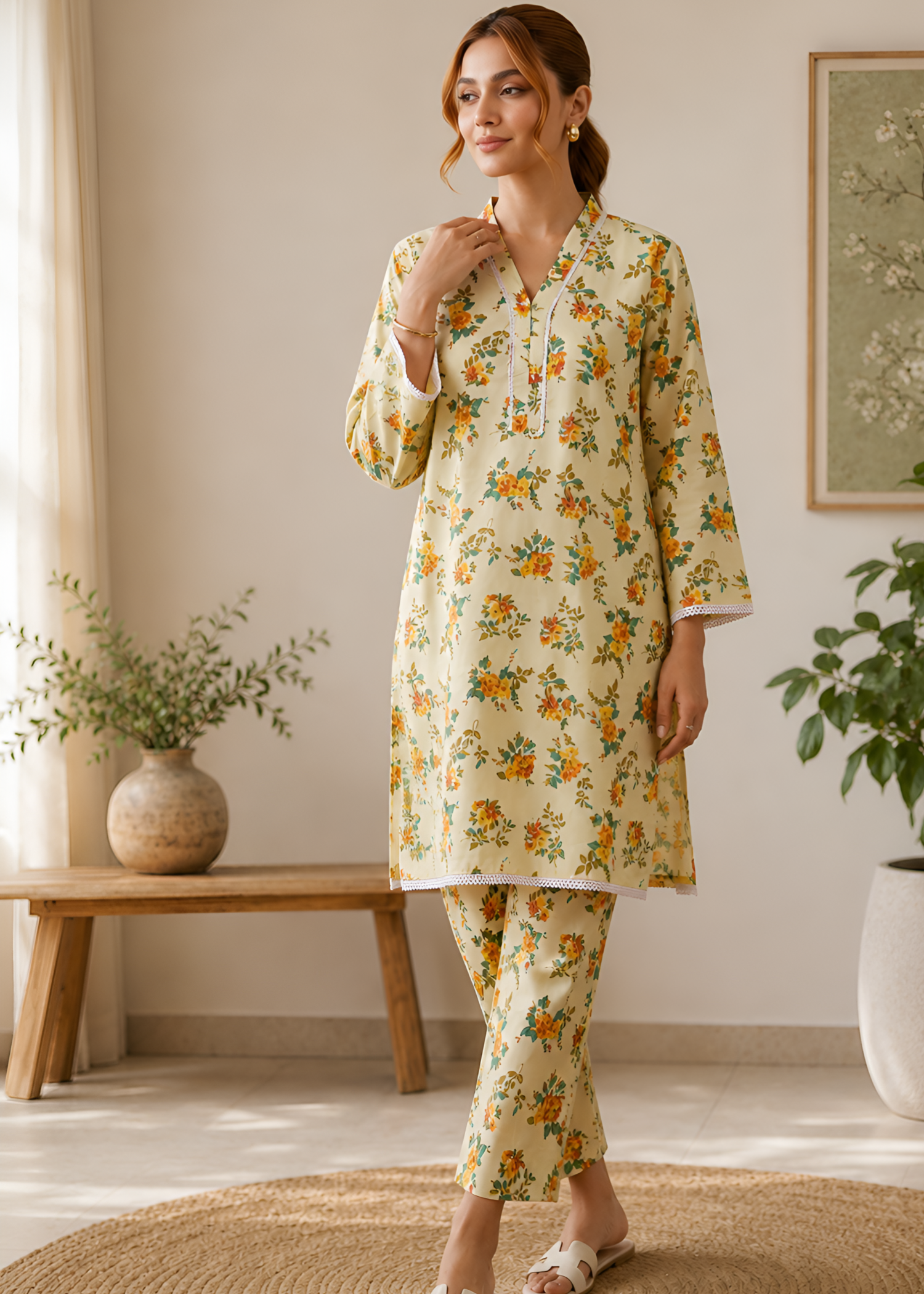 cotton Co Ord Sets in Light yellow