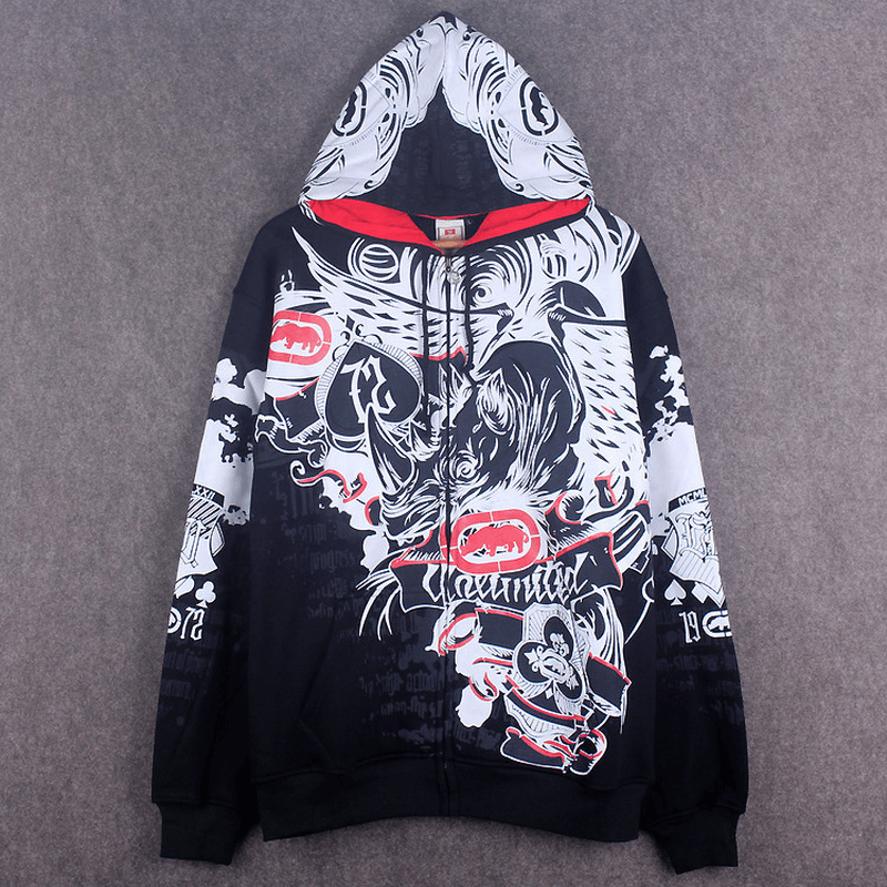 Fashionable Men'S Graffiti Hooded Jacket