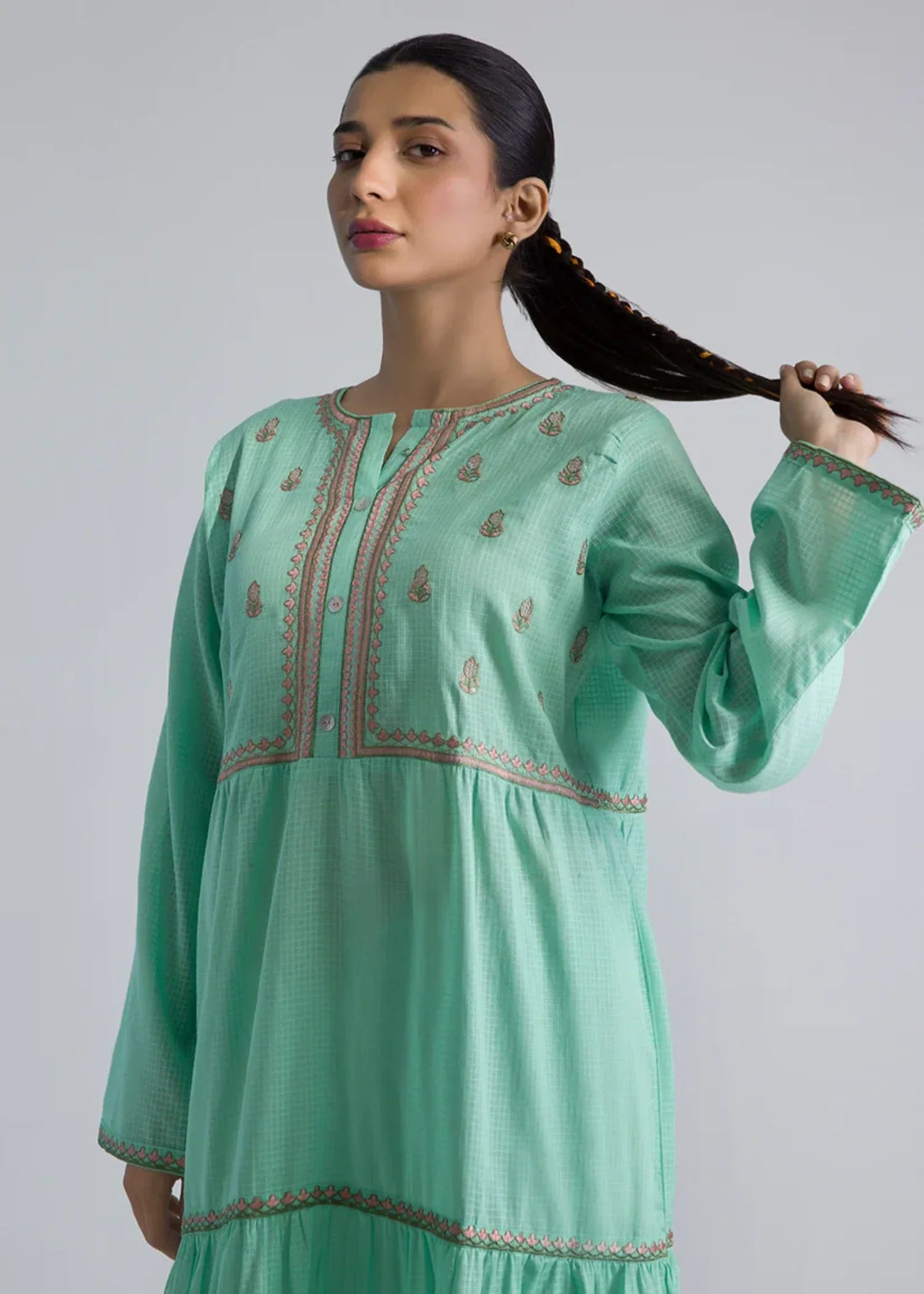 textured lawn Maxi in Pastel green