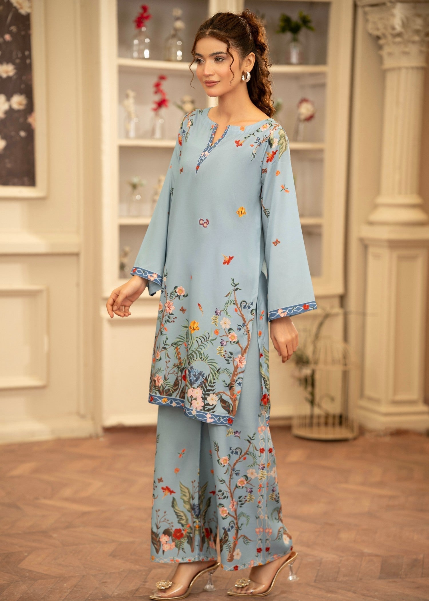 crepe Co Ord Sets in Ice blue