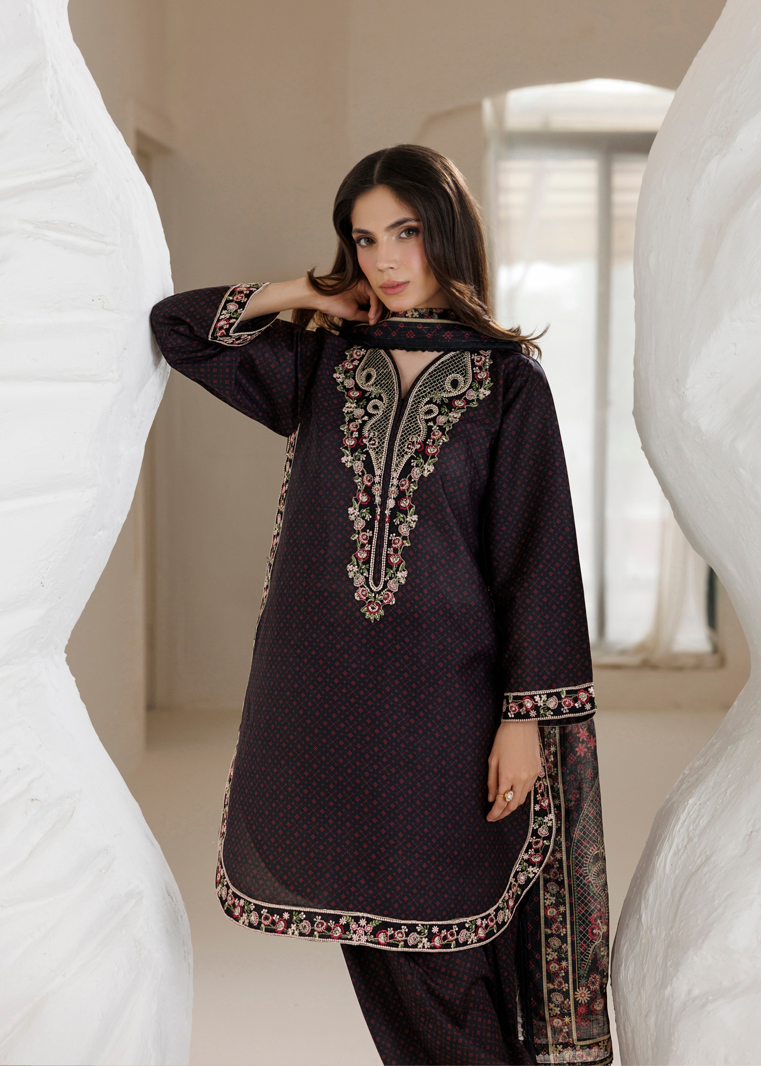 cotton Kurta Set in Purple