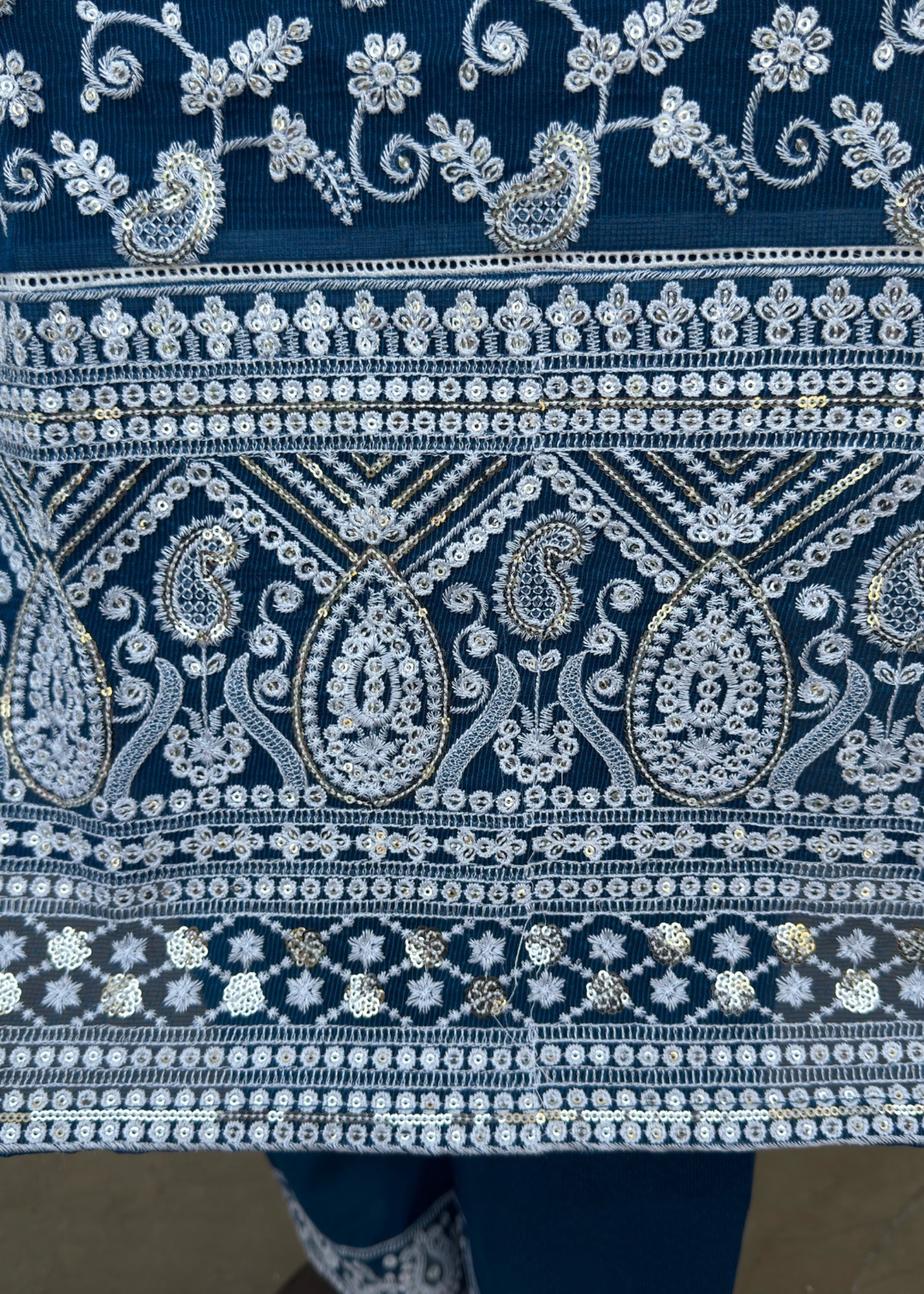 khaddi net Kurta Set in Teal