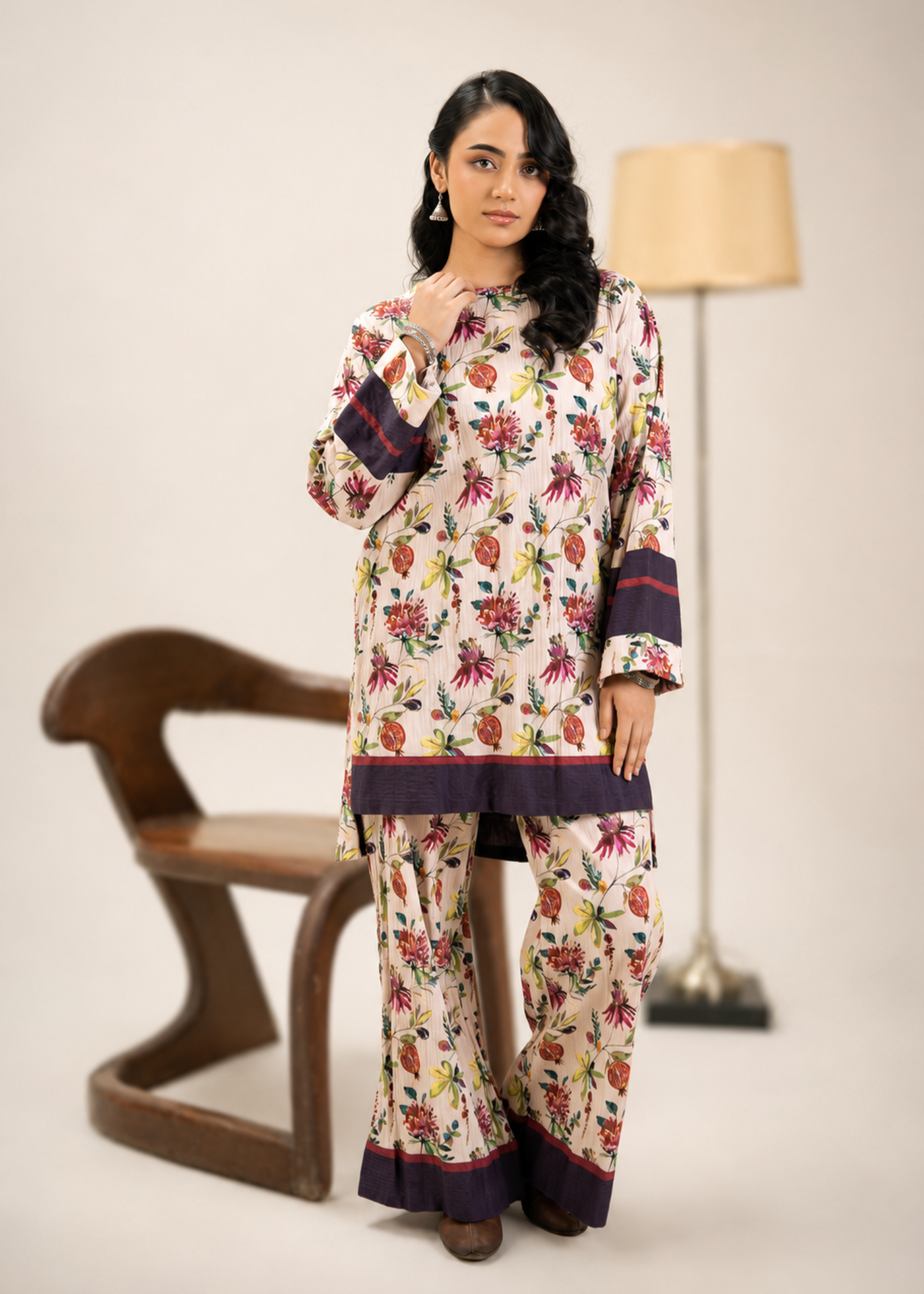 seersucker Co Ord Sets in Beige, deep purple, lavender pink