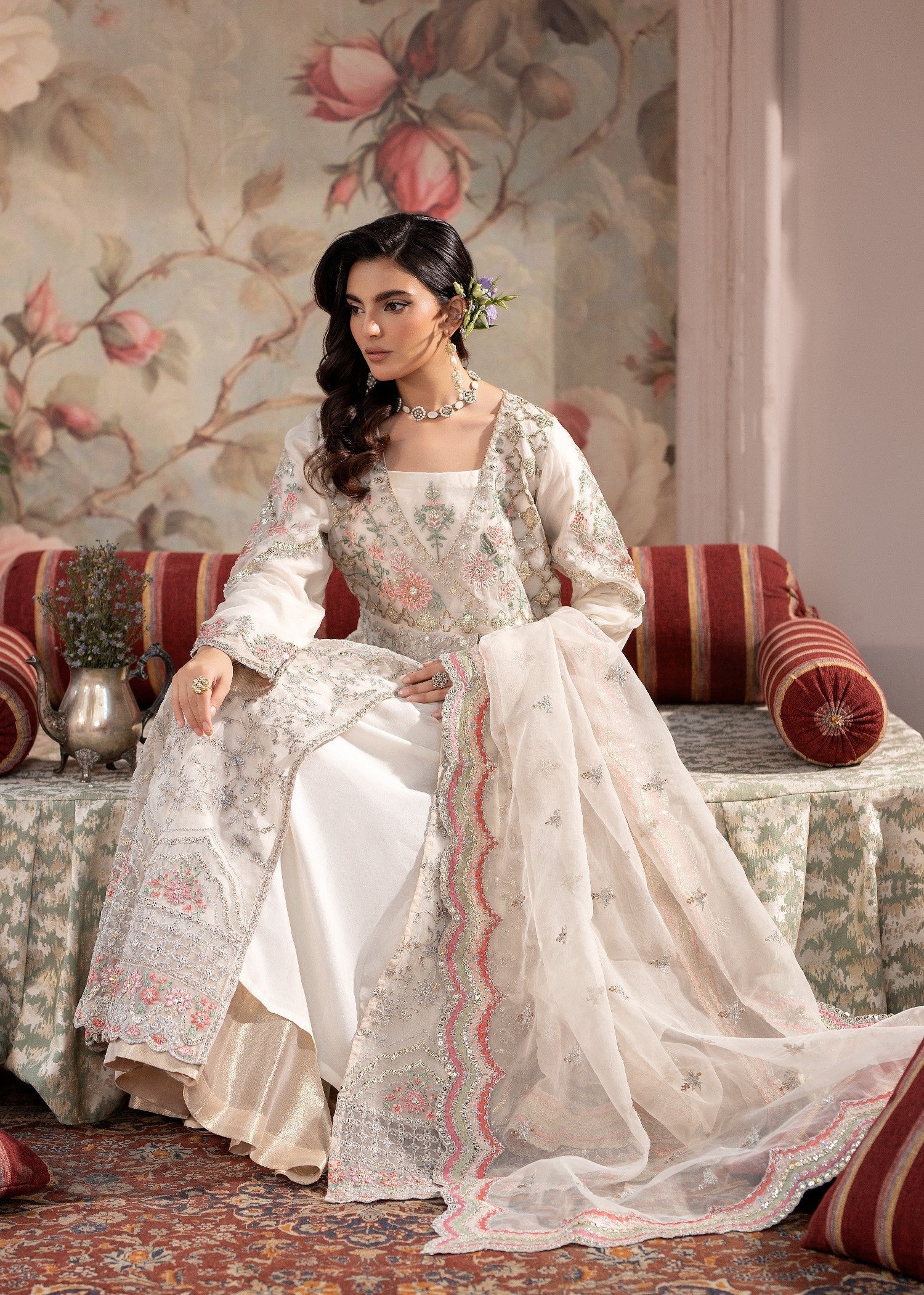 organza Angrakha in White