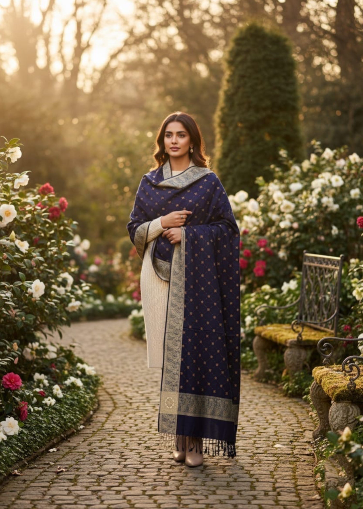 Shawl in Navy blue Color by - Trendy Women Shawl GSX9282