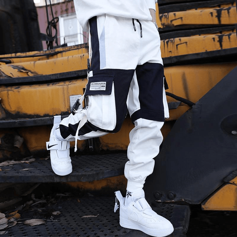 Boys' Drawstring Hip Hop Loose Stitching Contrast Color Casual Pants Overalls: Comfortable and Trendy
