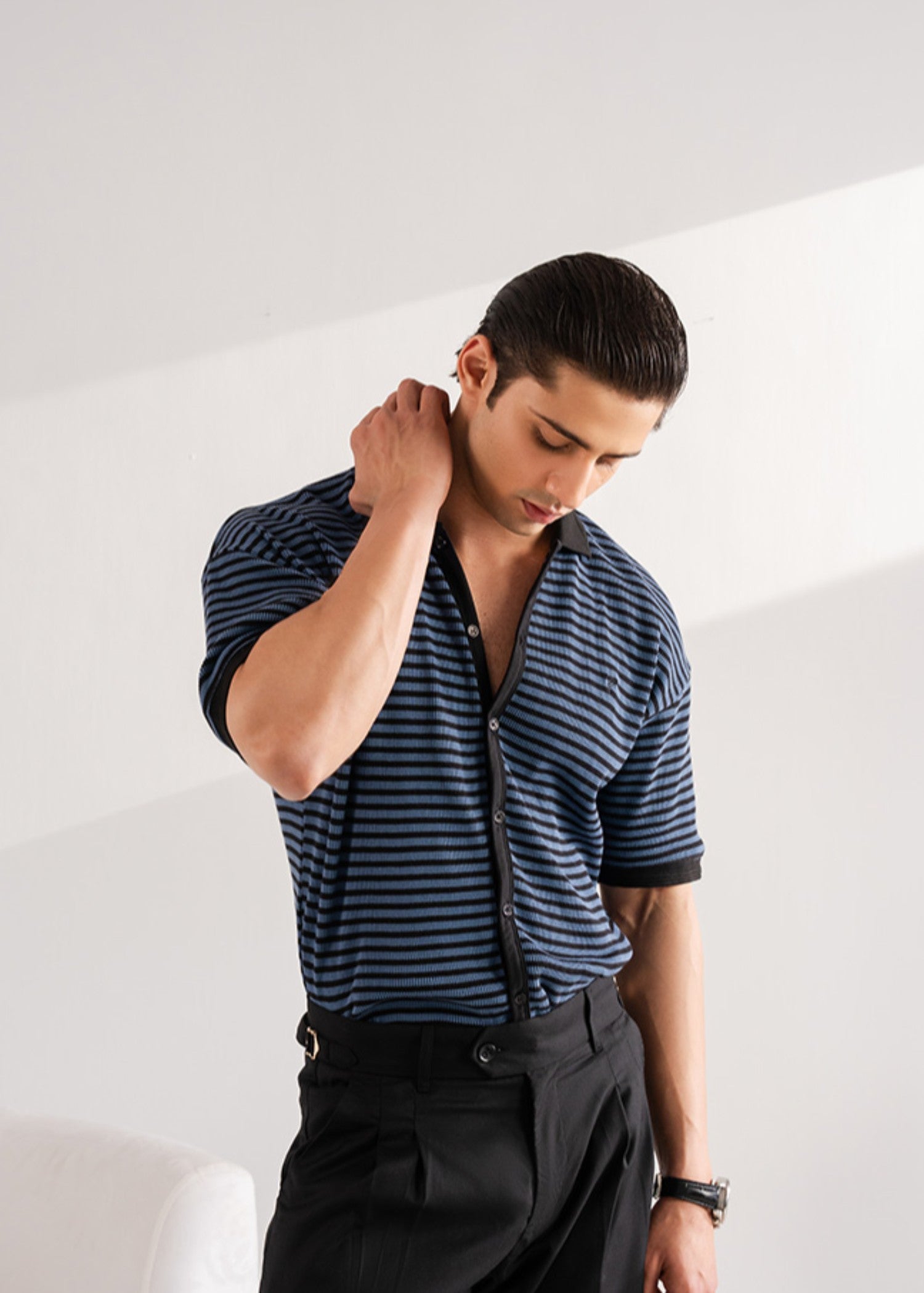 cotton Polo Shirt in Dark blue