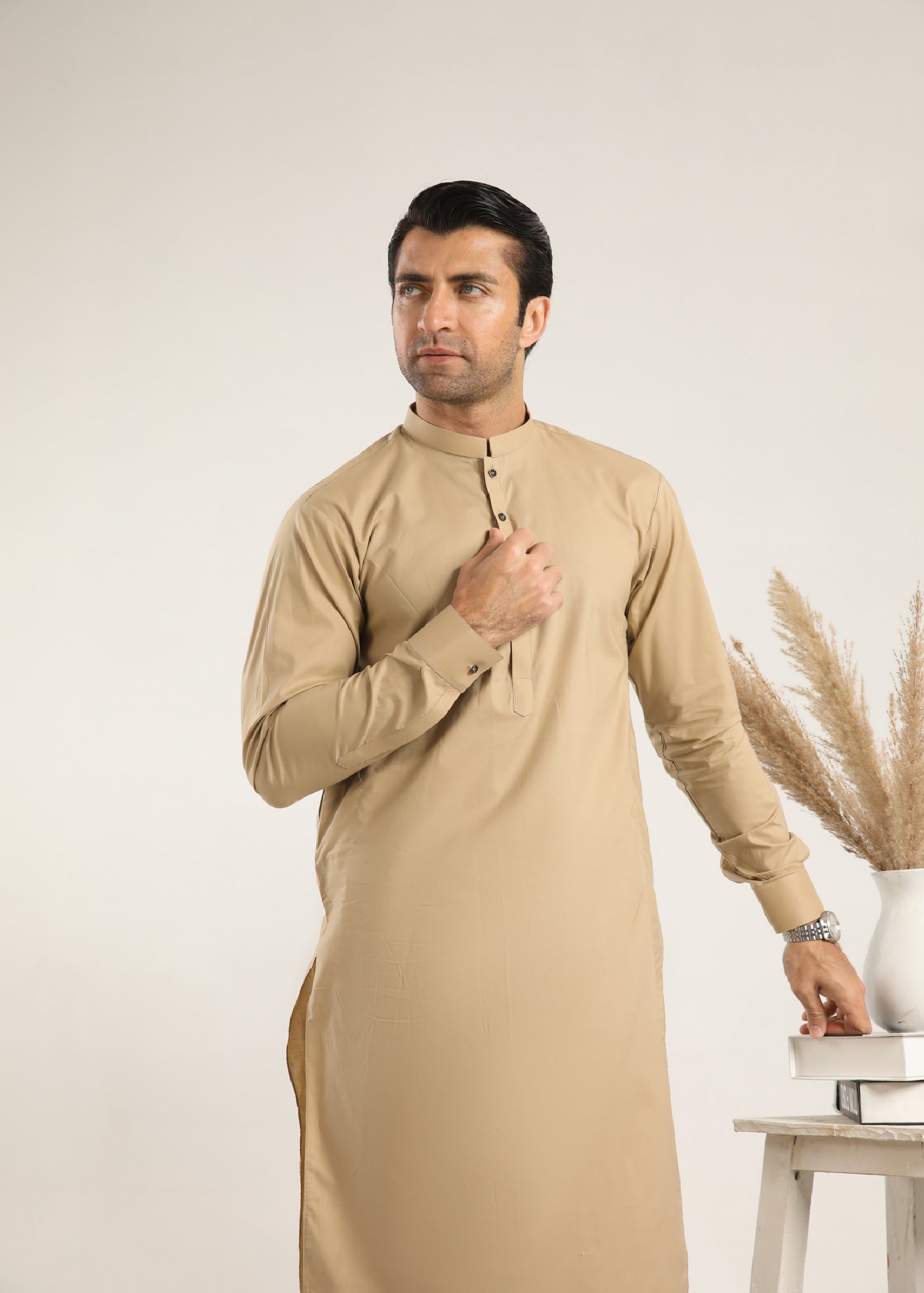 cotton Shalwar Kameez in Ivory