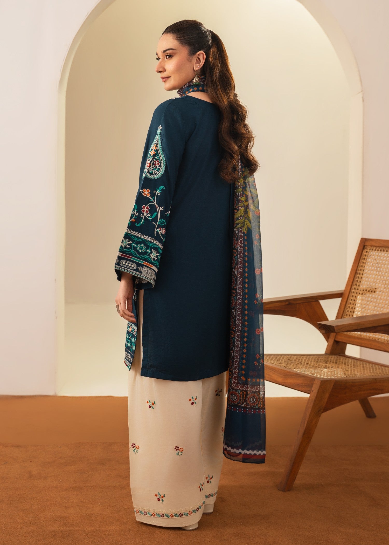 lawn Kurta Set in Teal