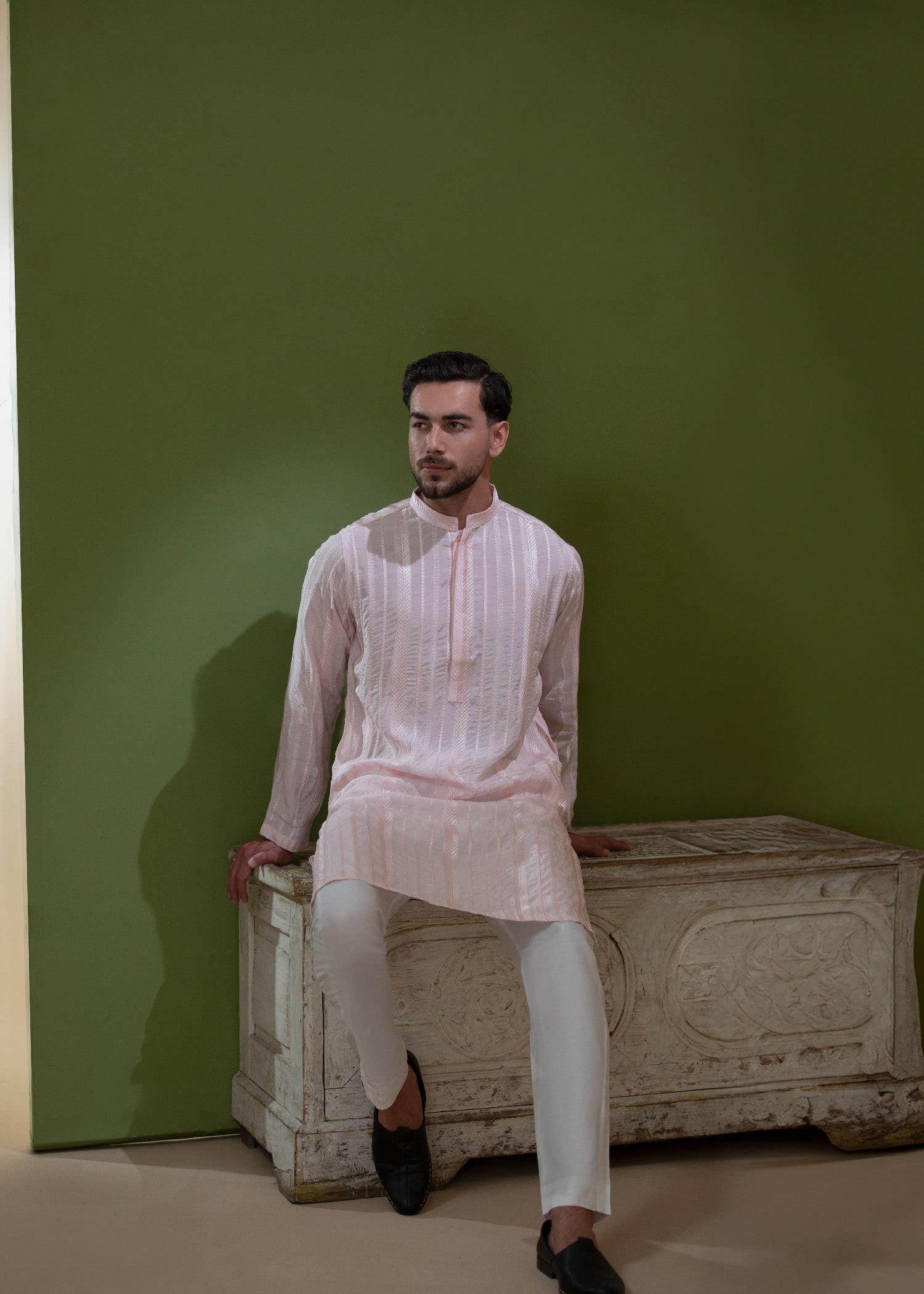 pk raw silk Kurta Set in Blush pink