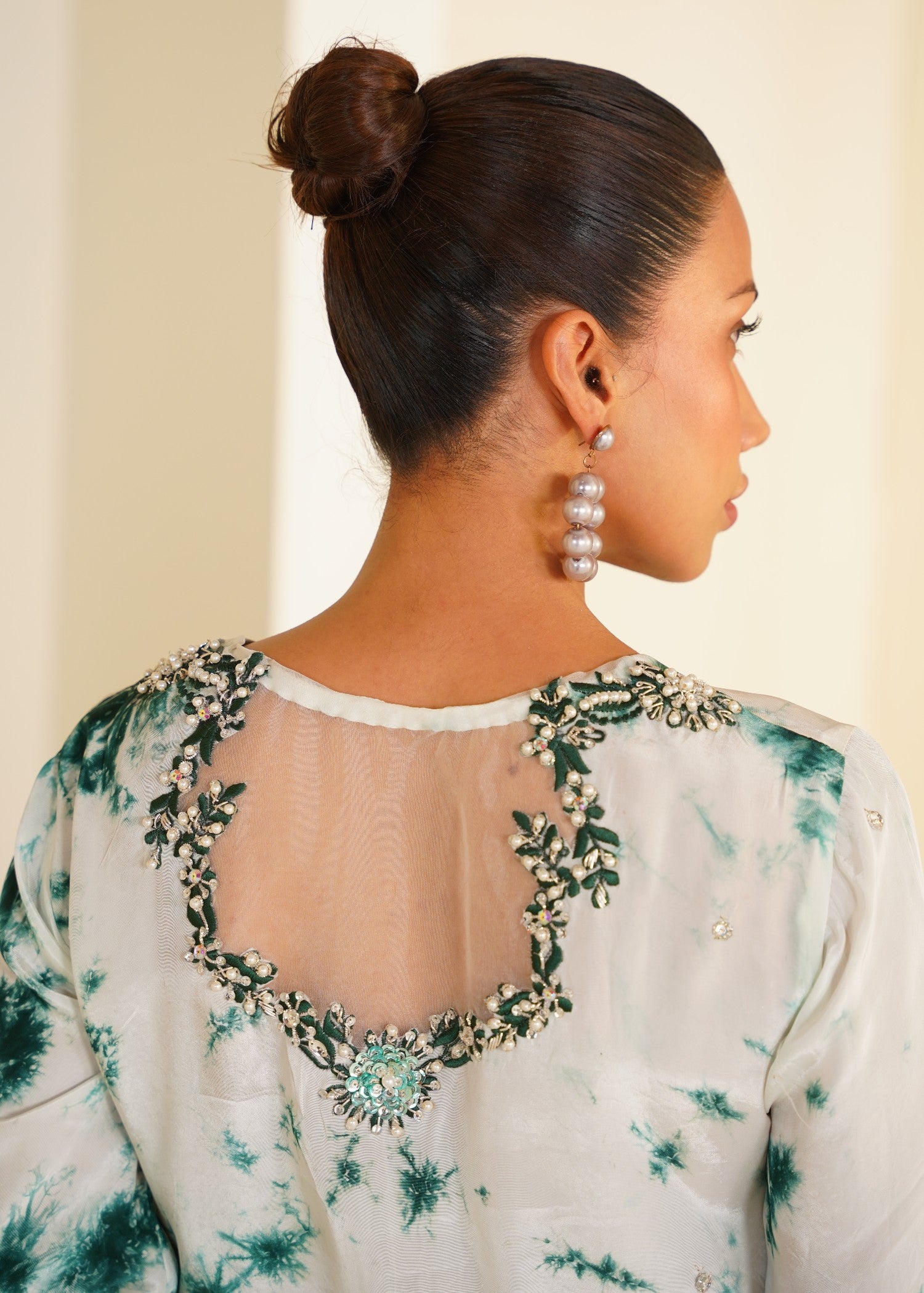 tussar silk Co Ord Sets in Dark green, white