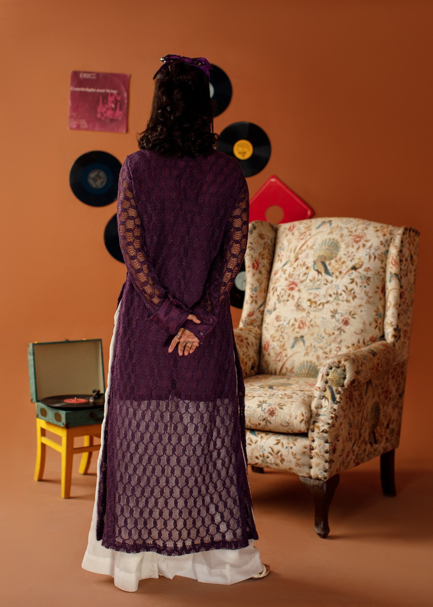 chantilly Kurta Set in Plum purple