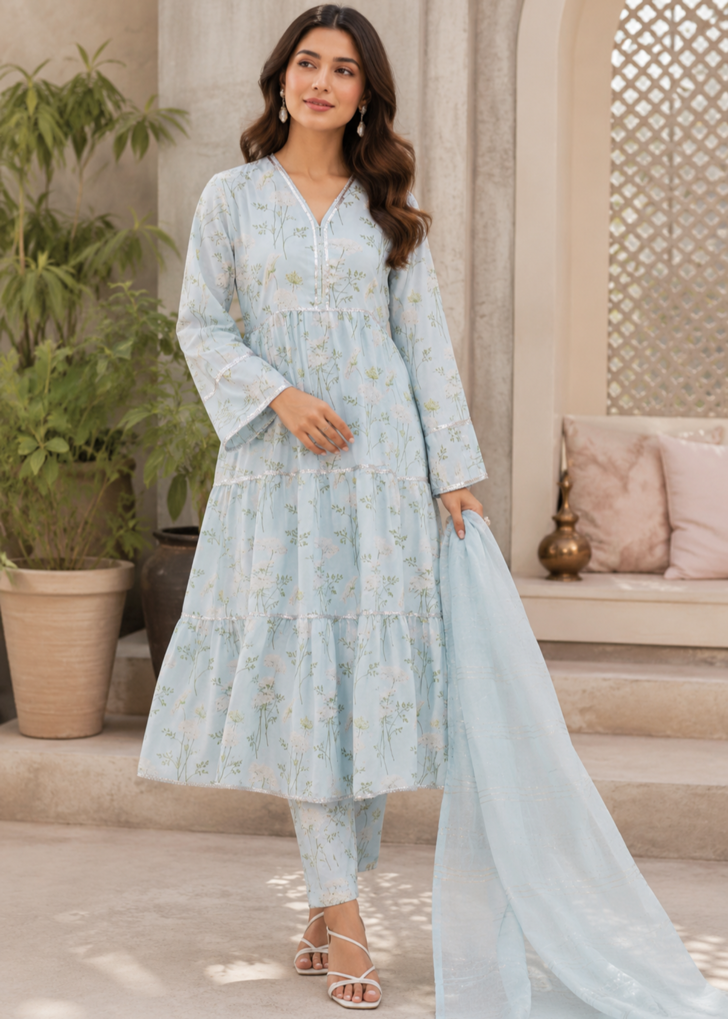 poly viscose Maxi in Sky