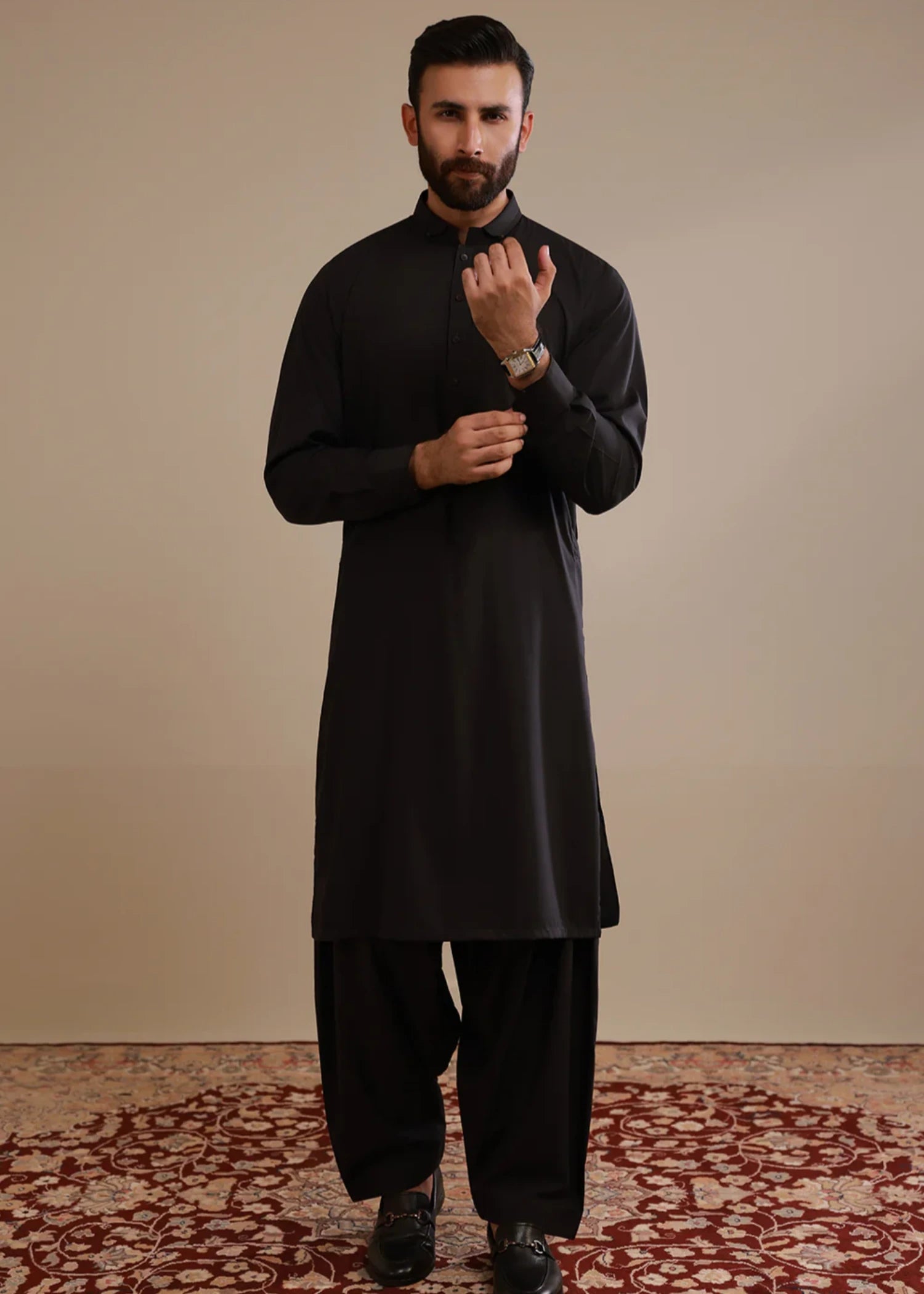 poly viscose Shalwar Kameez in Dark blue