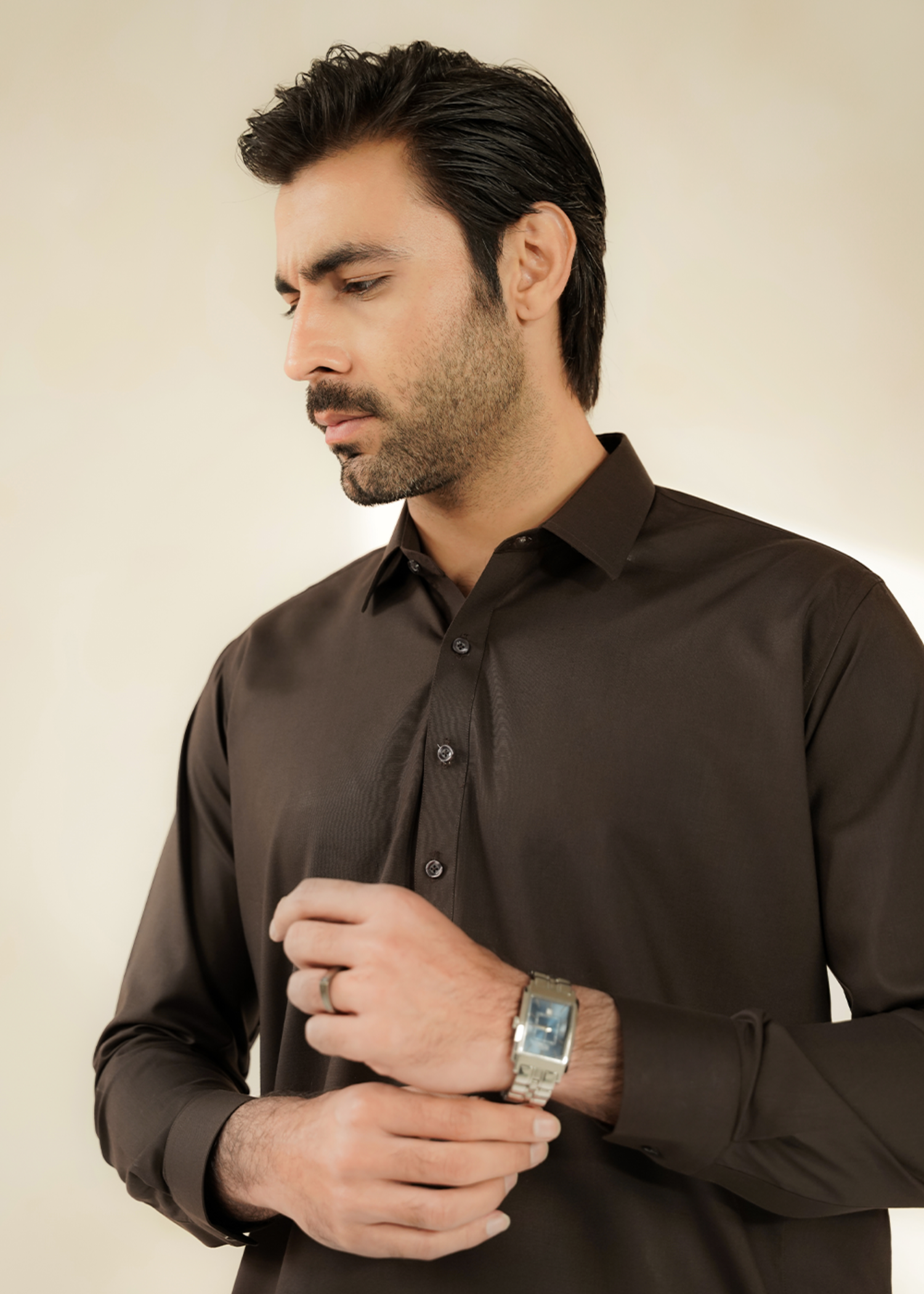wash & wear Shalwar Kameez in Coffee brown