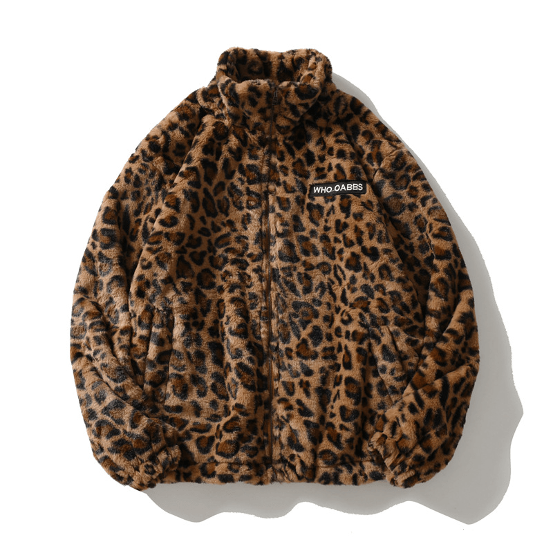 Leopard Print Long Sleeve Jacket Fashion Brand Loose Hip Hop Top