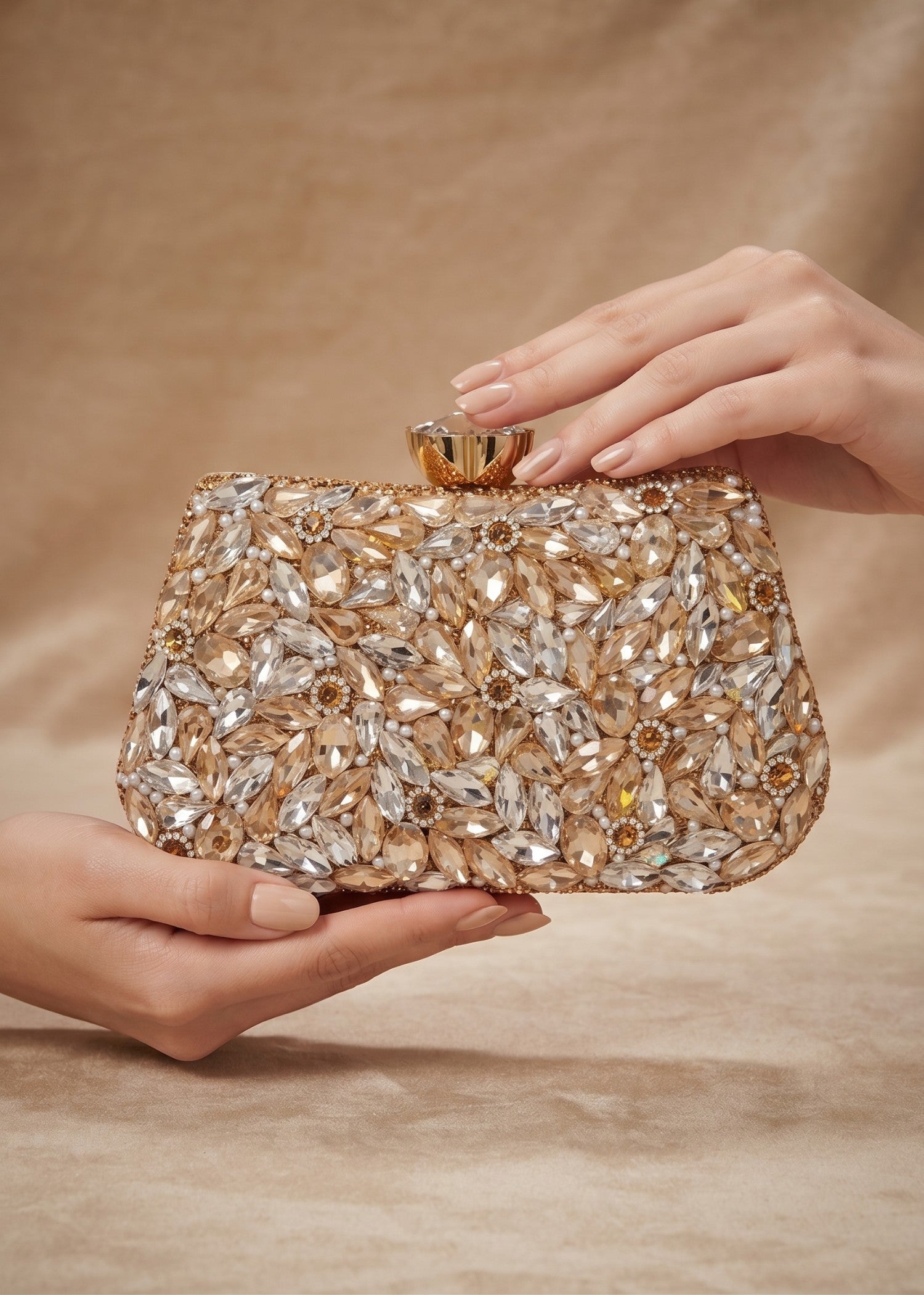 Clutch in Champagne Color by - Trendy Women Clutch NPU3787