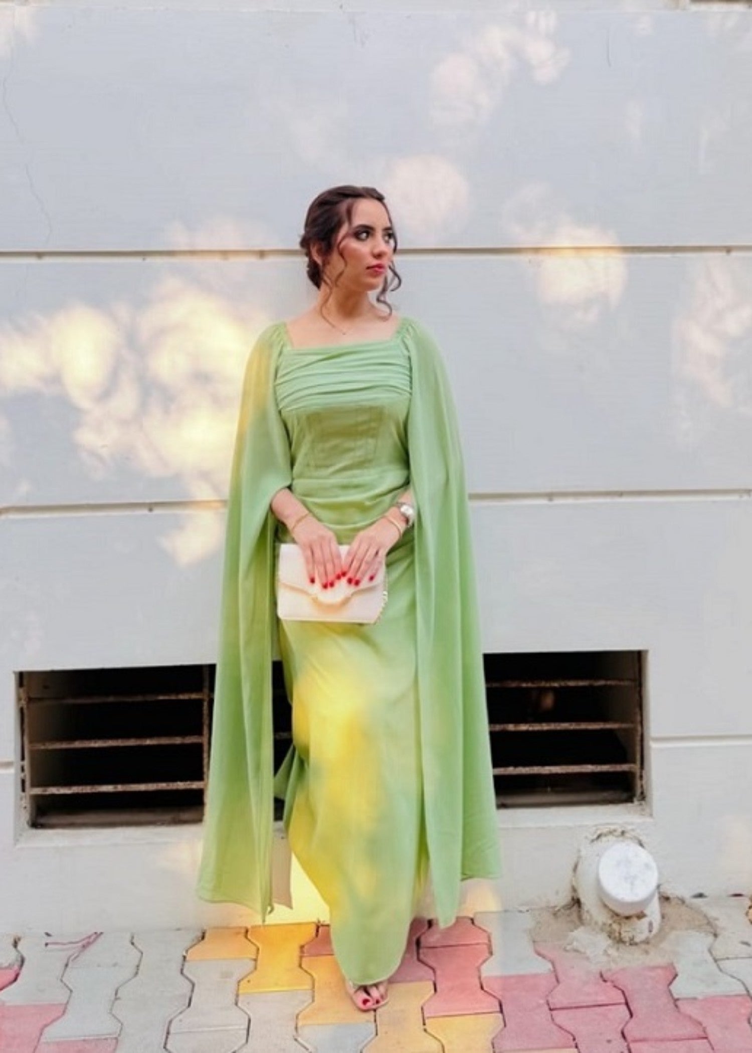 georgette chiffon Dress in Mint green
