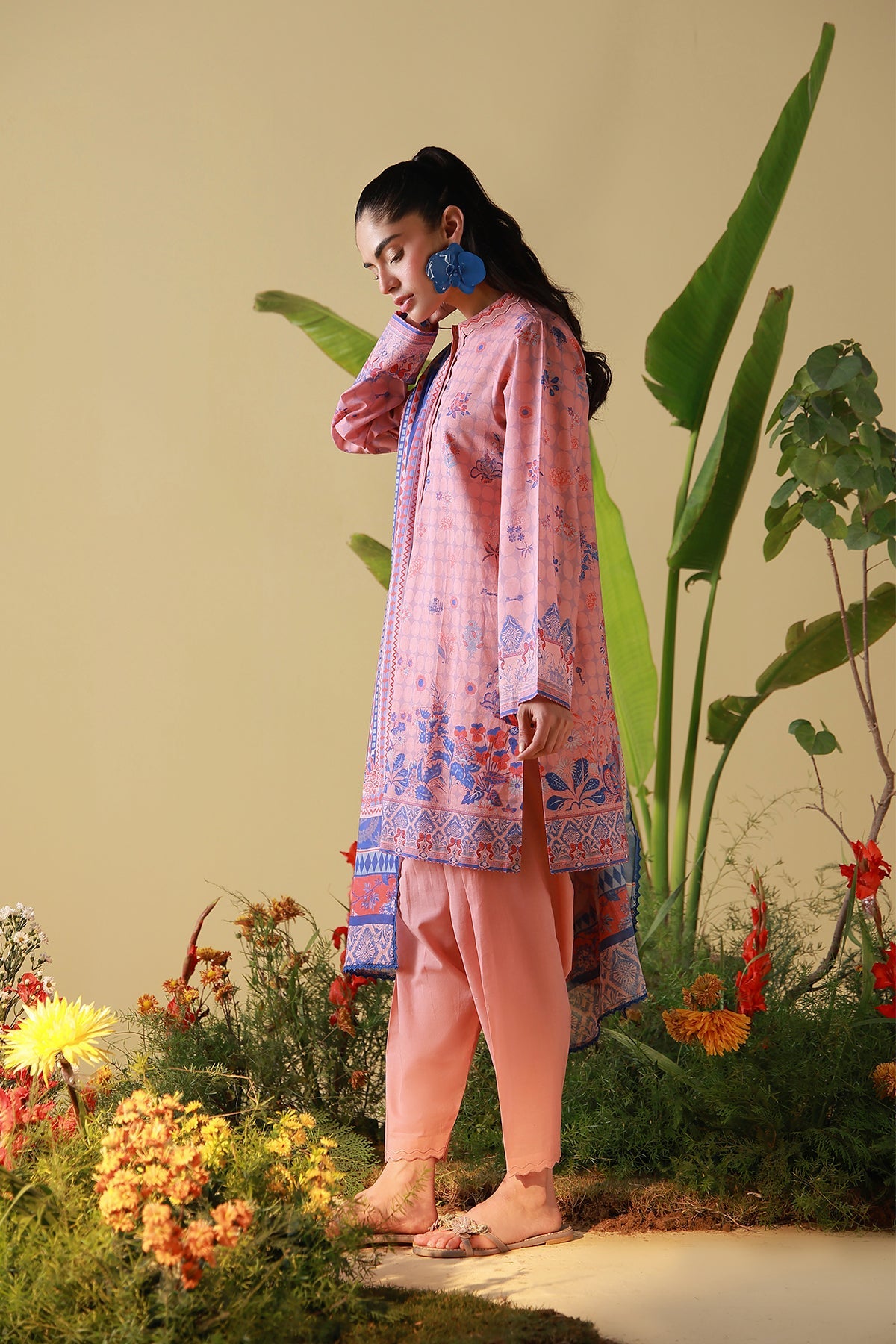 Mirha Lawn – Blush Cobalt