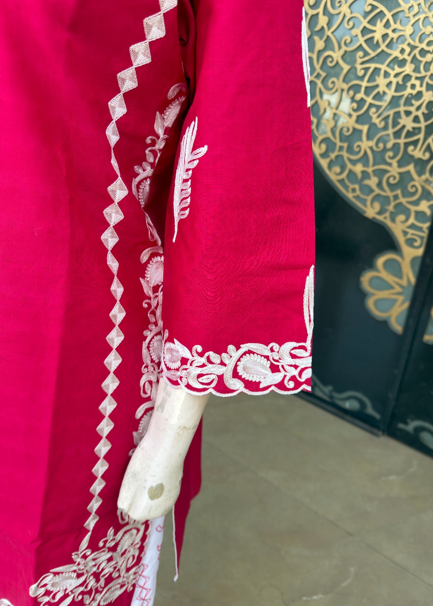 pure cotton Kurta Set in Shocking pink