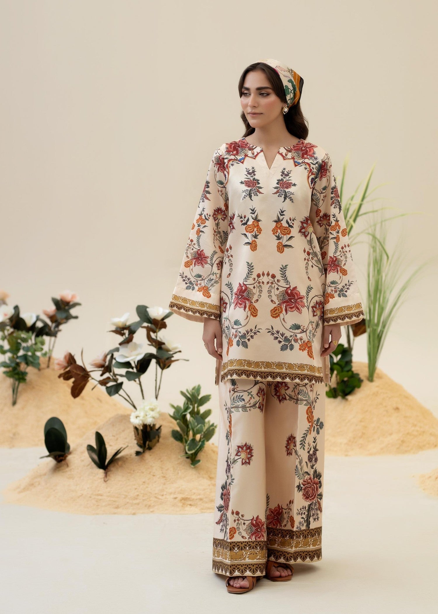 satin silk Co Ord Sets in Wheat