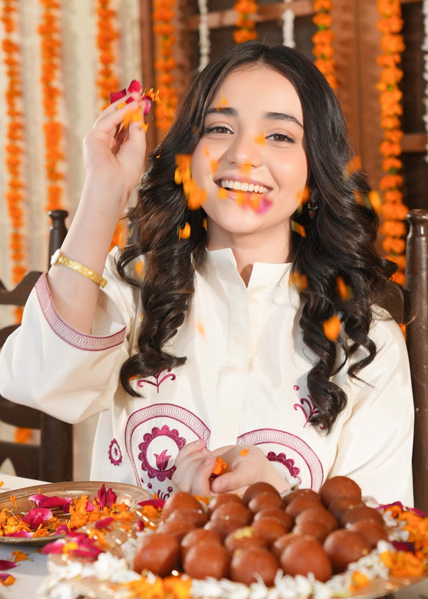 silk Kurta Set in Peach orange
