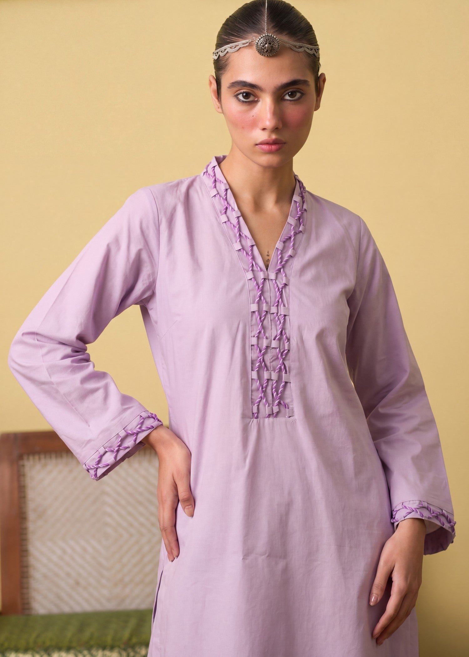 lawn Kurta Set in Violet