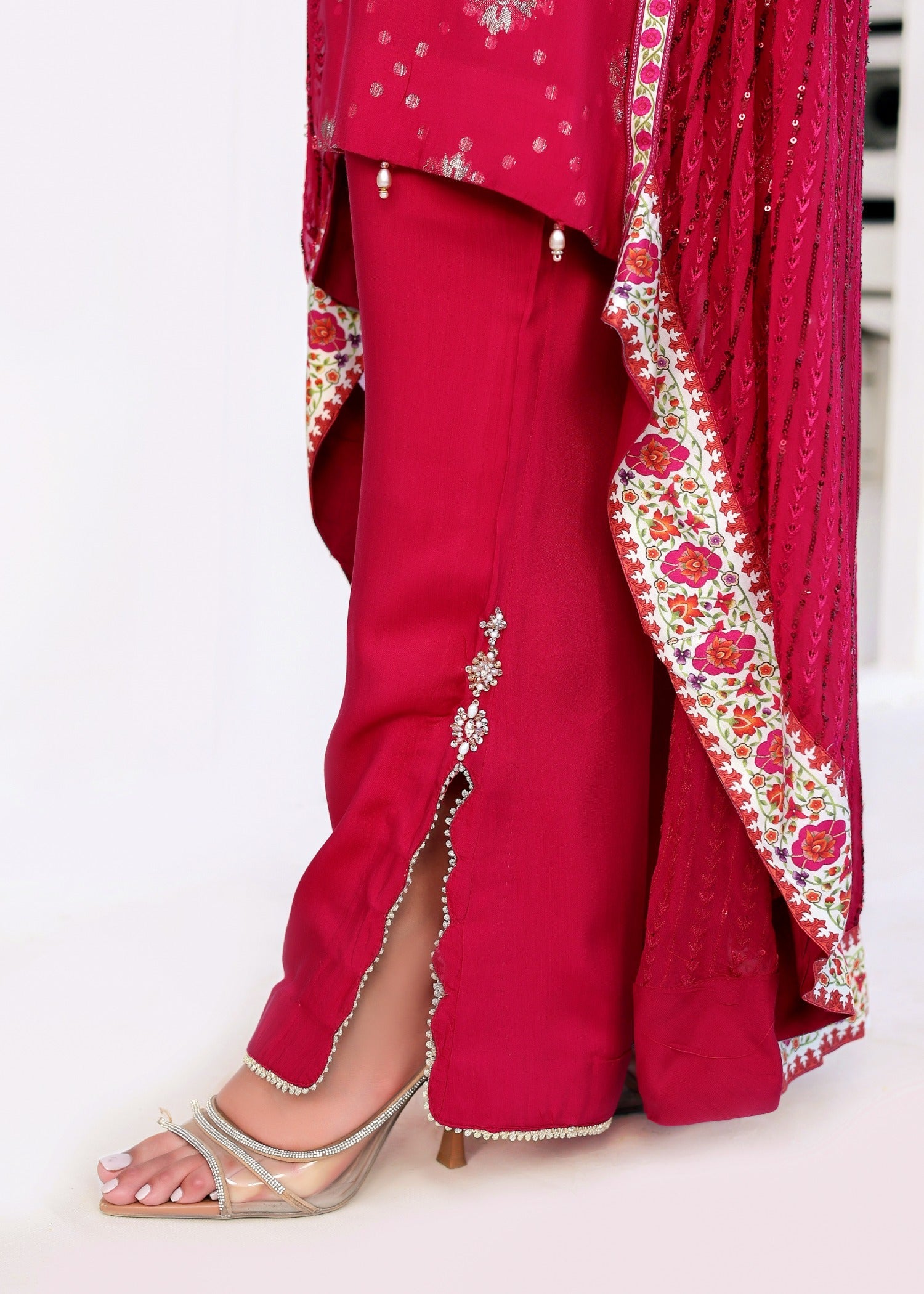 chiffon Gown in Poppy red