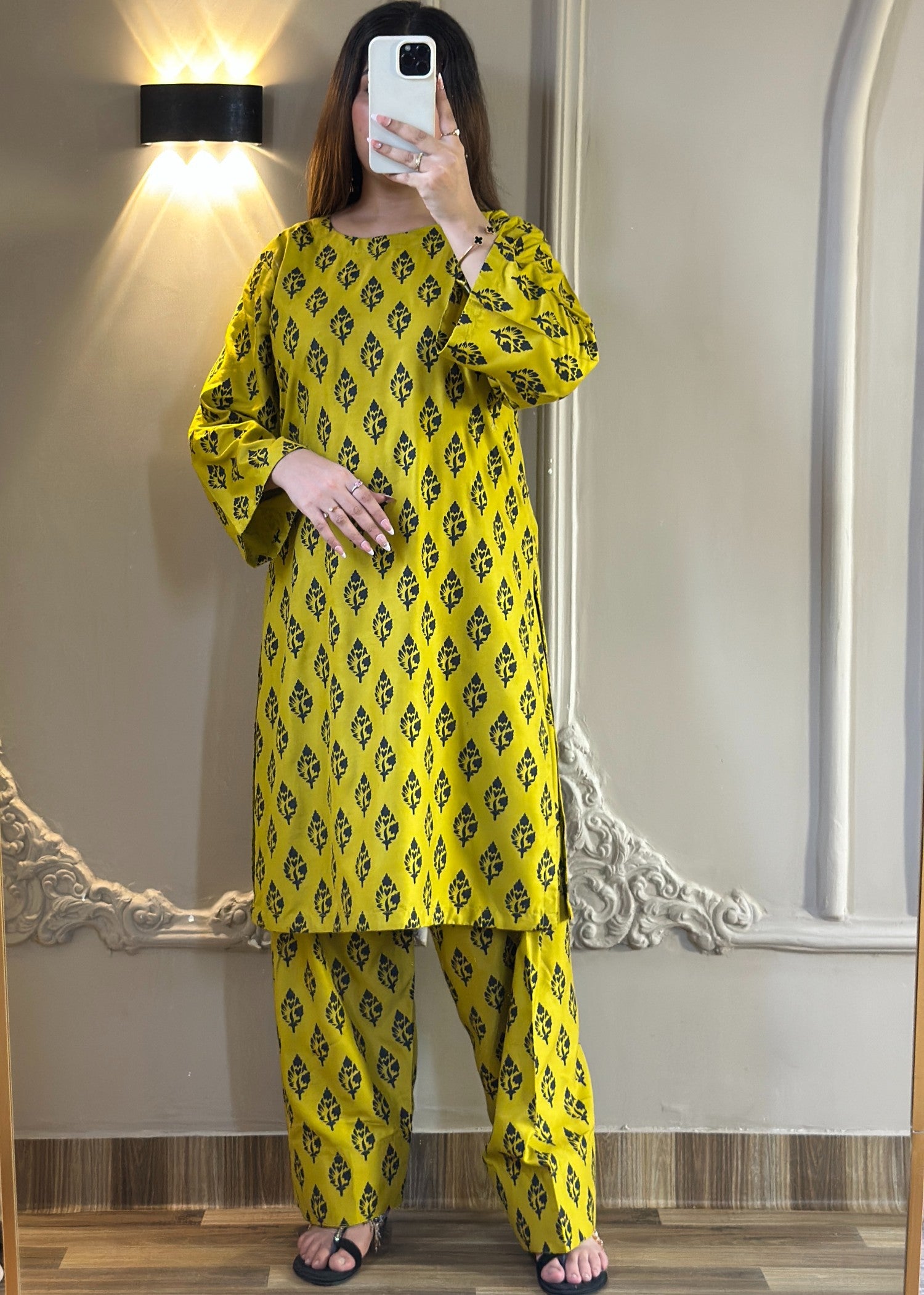 arabic lawn Co Ord Sets in Acid yellow