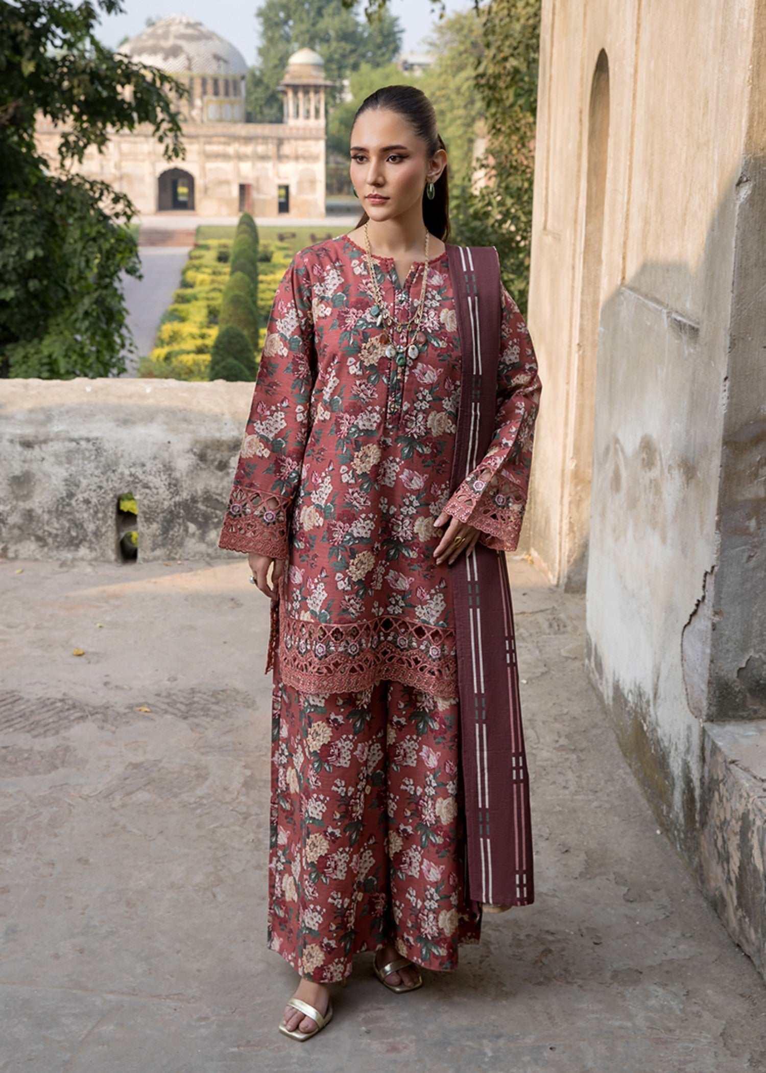 khaddar Kurta Set in Brown
